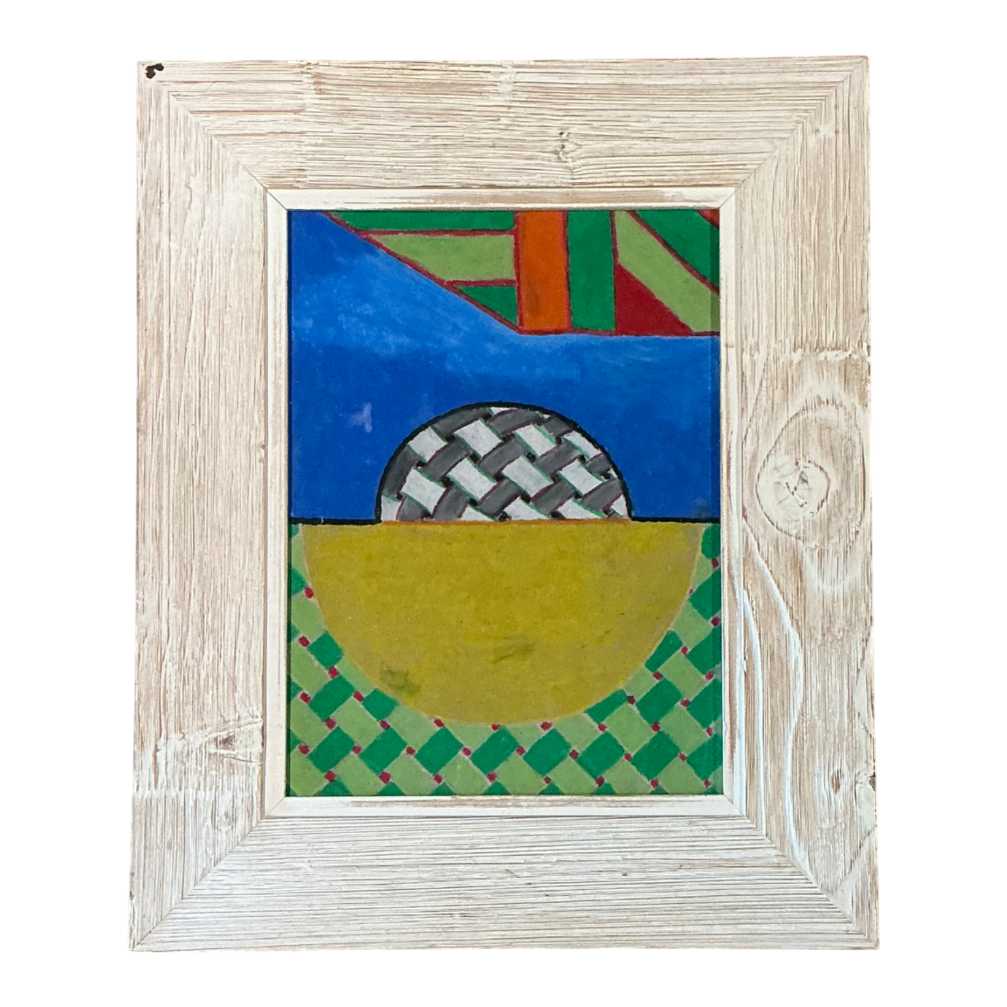 Vintage Geometric Abstract Oil Crayon Drawing — additional photo 1
