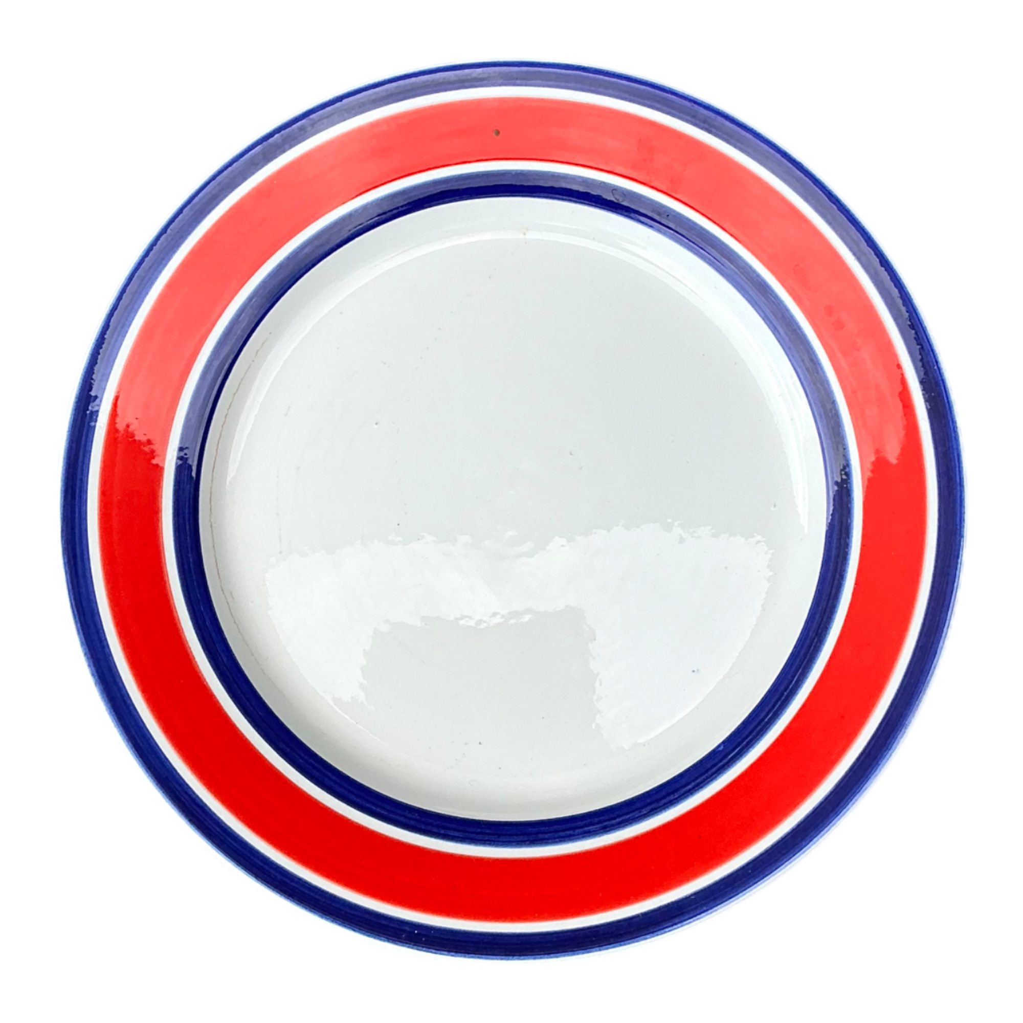 Vintage Italian Red and Blue Striped Ceramic Serving Plate — additional photo 1