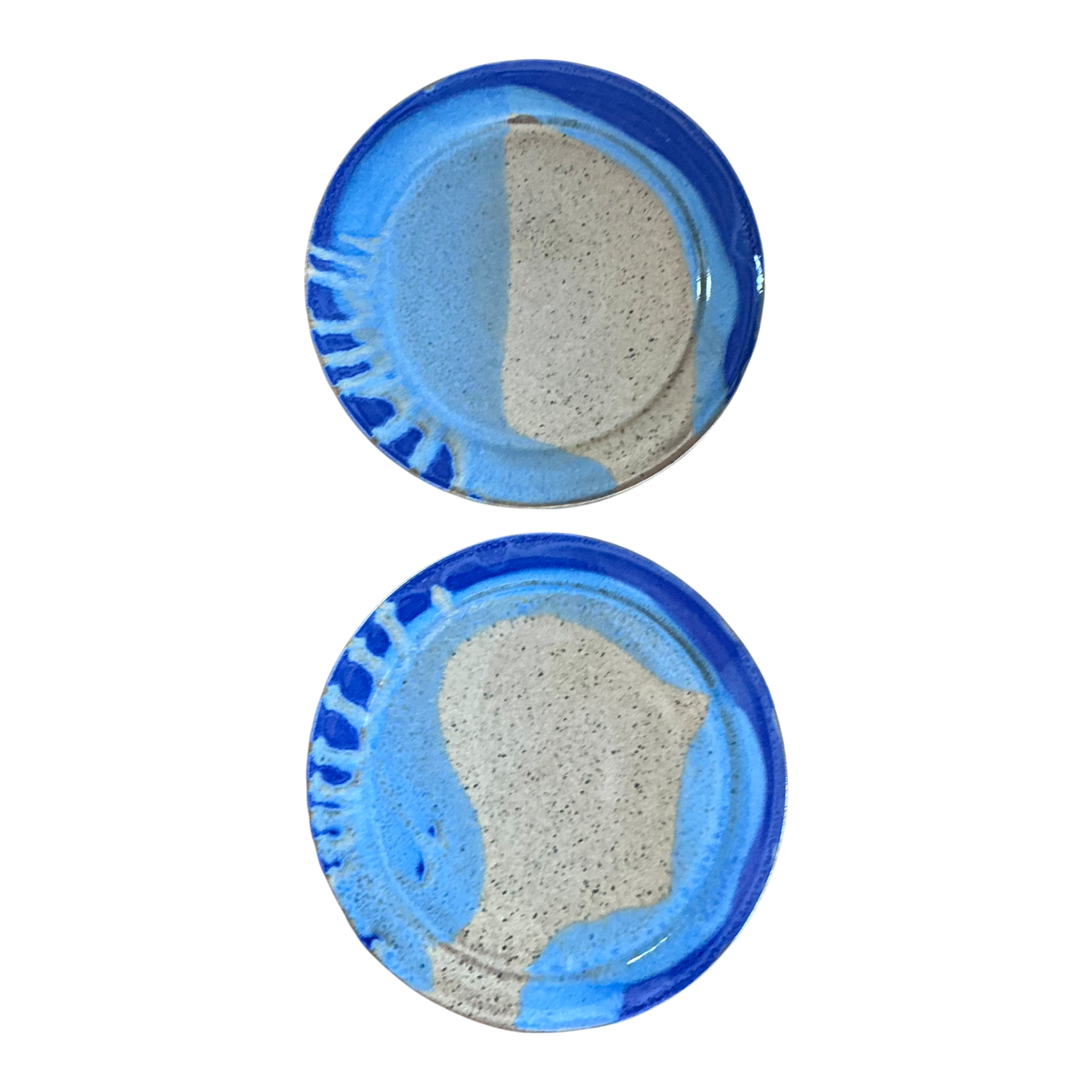 Vintage Blue Abstract Pottery Plates - A Pair — additional photo 1