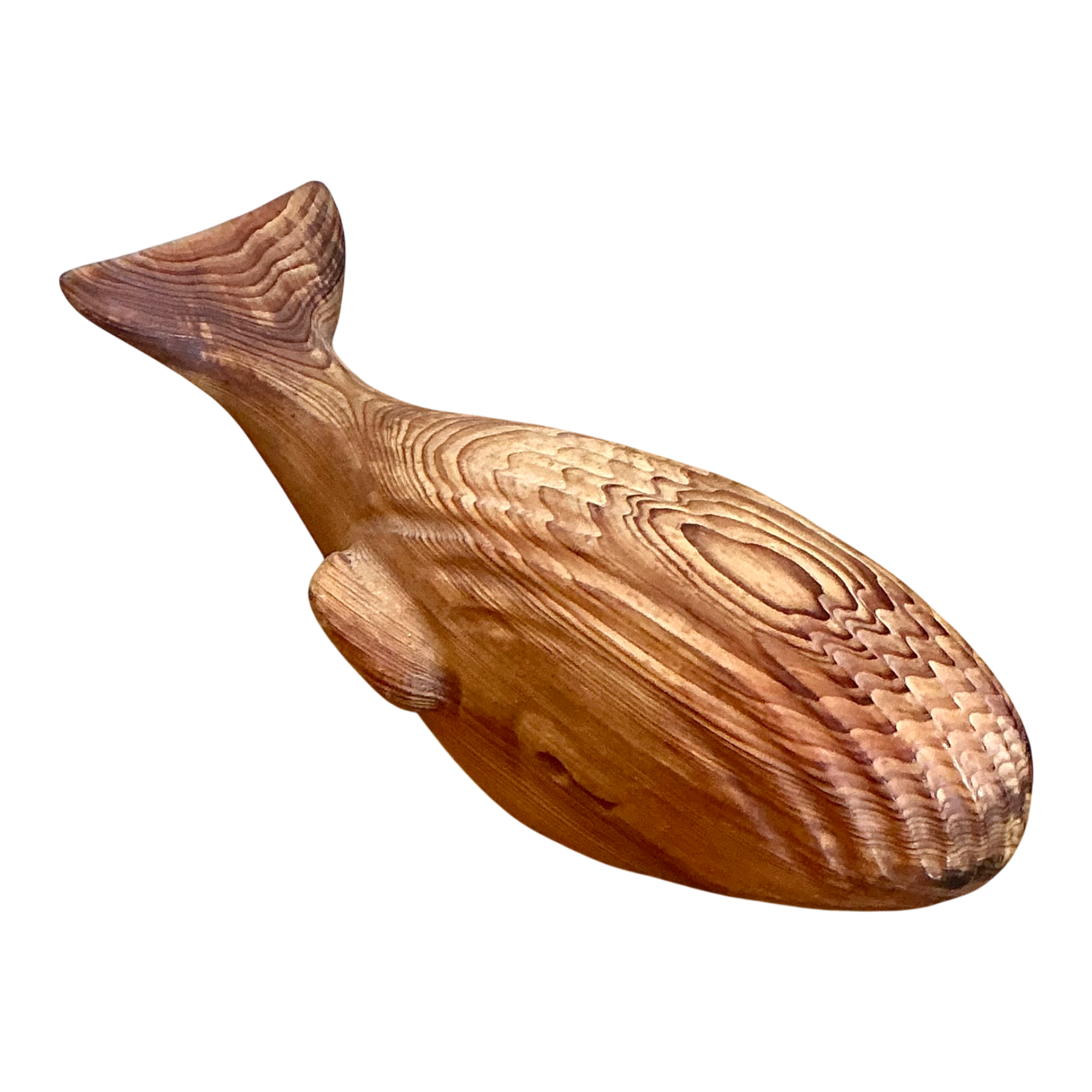 Vintage Carved Wood Whale Sculpture — additional photo 1