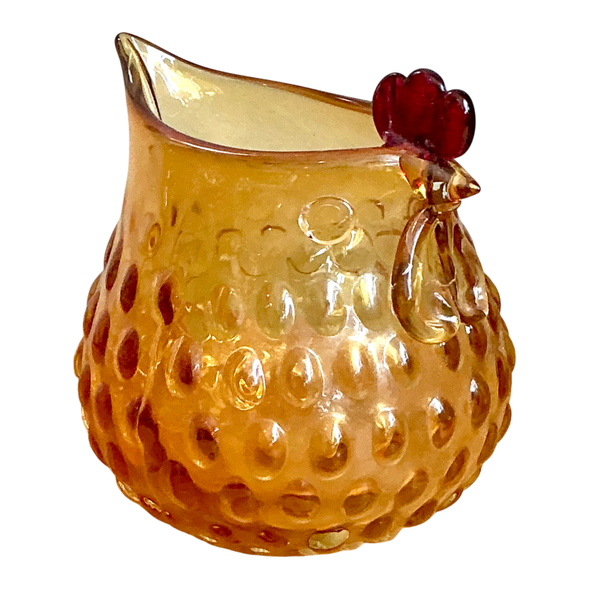 Vintage Amber Glass Chicken Pitcher — additional photo 1