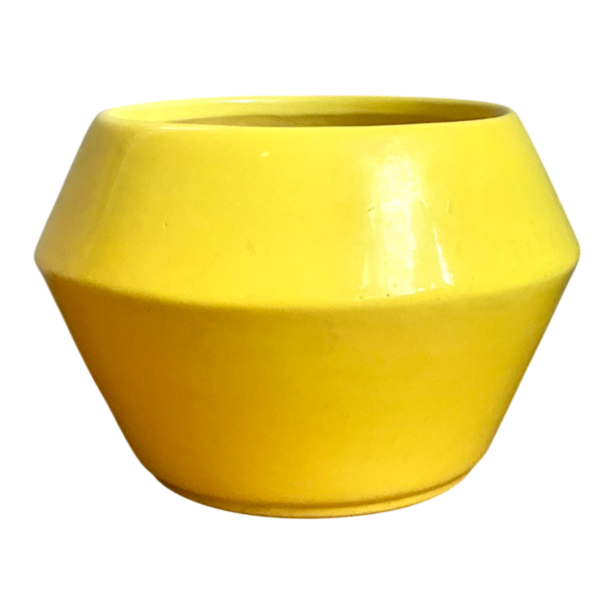 Vintage Yellow Geometric Ceramic Planter — additional photo 1