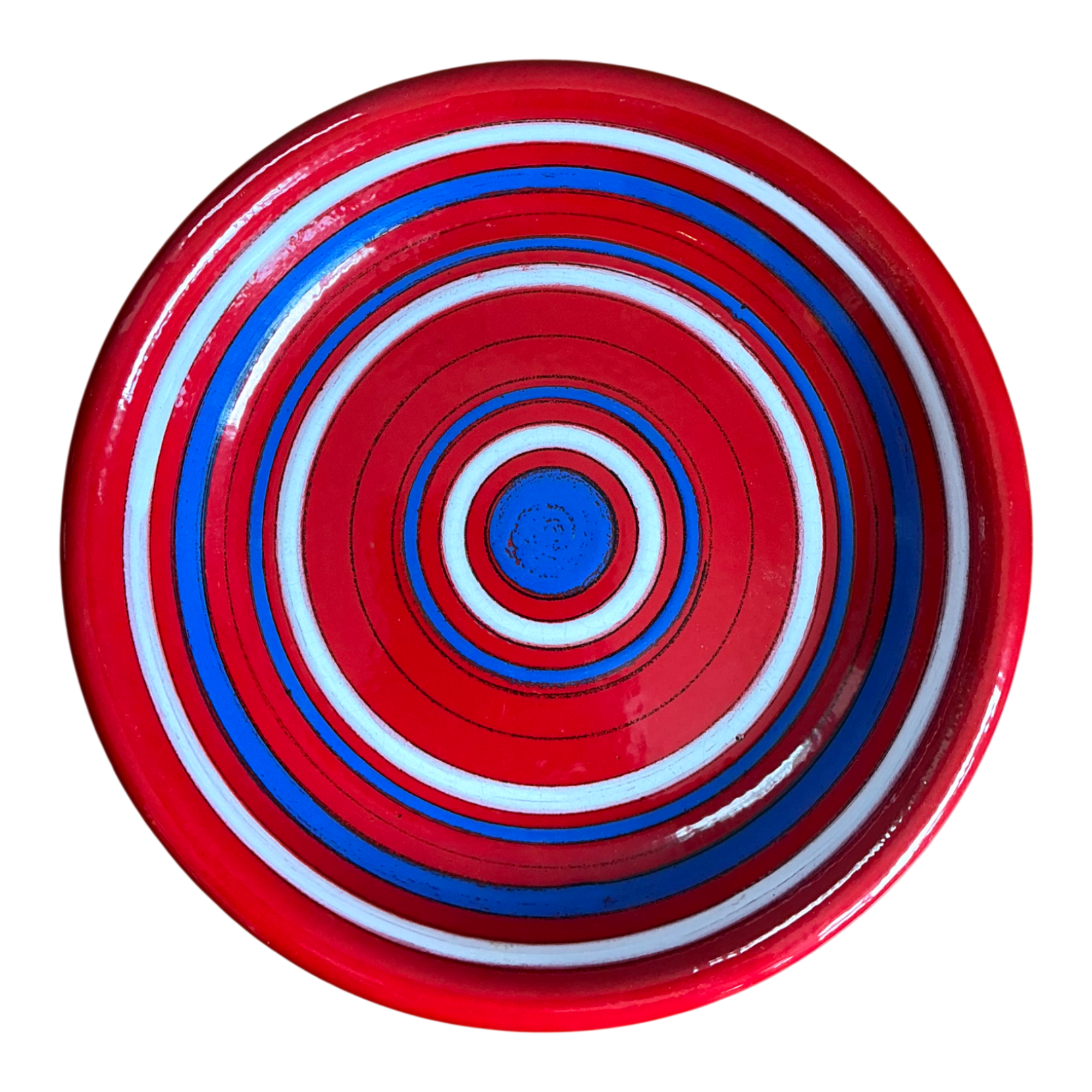 Vintage Raymor Red and Blue Striped Ceramic Plate — additional photo 1