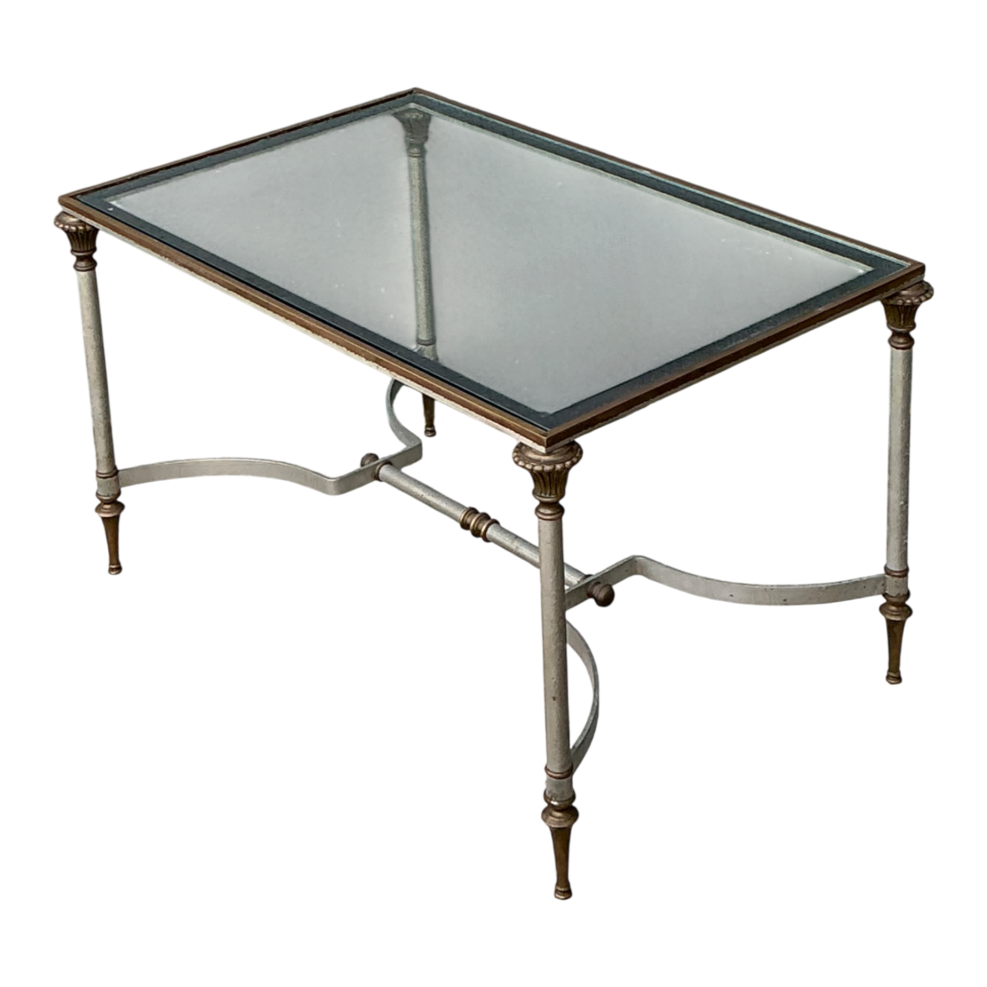 Vintage Rectangular Metal and Glass Table After Maison Jansen — additional photo 1