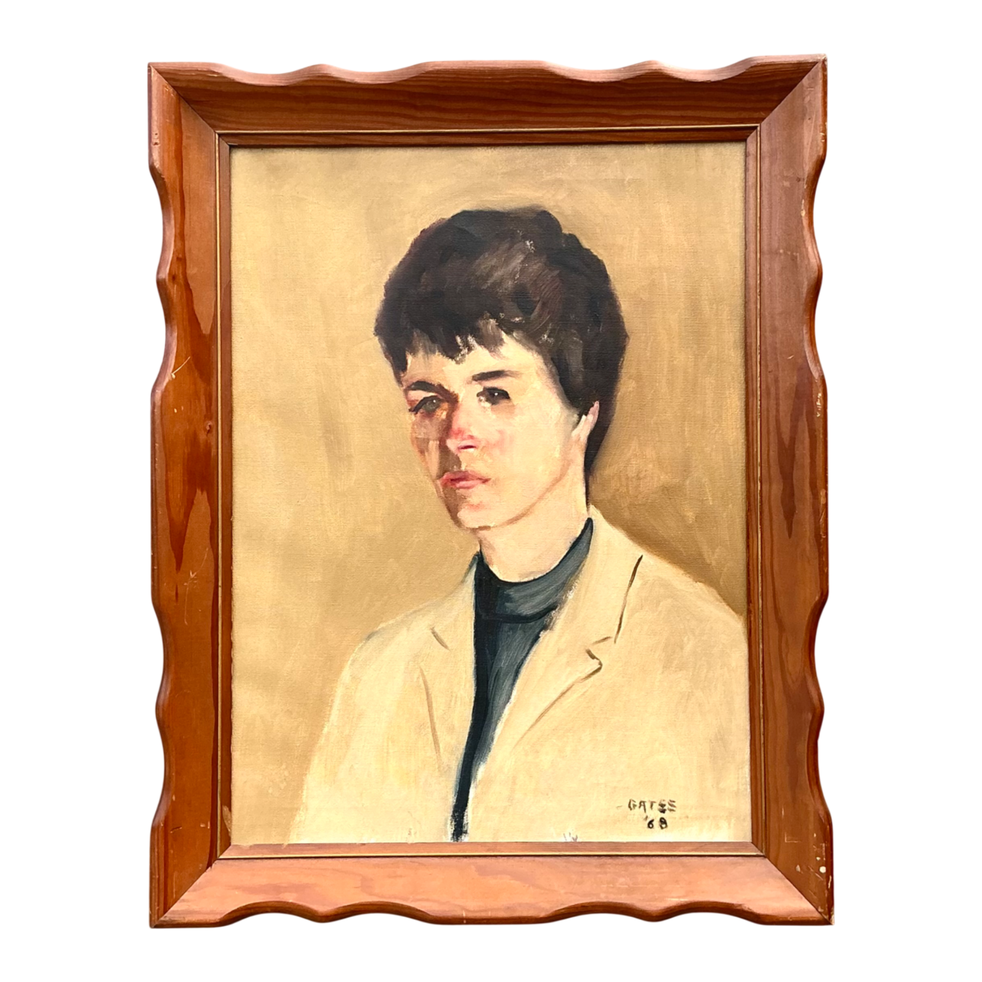 Vintage 1968 Signed Portrait Painting — additional photo 1