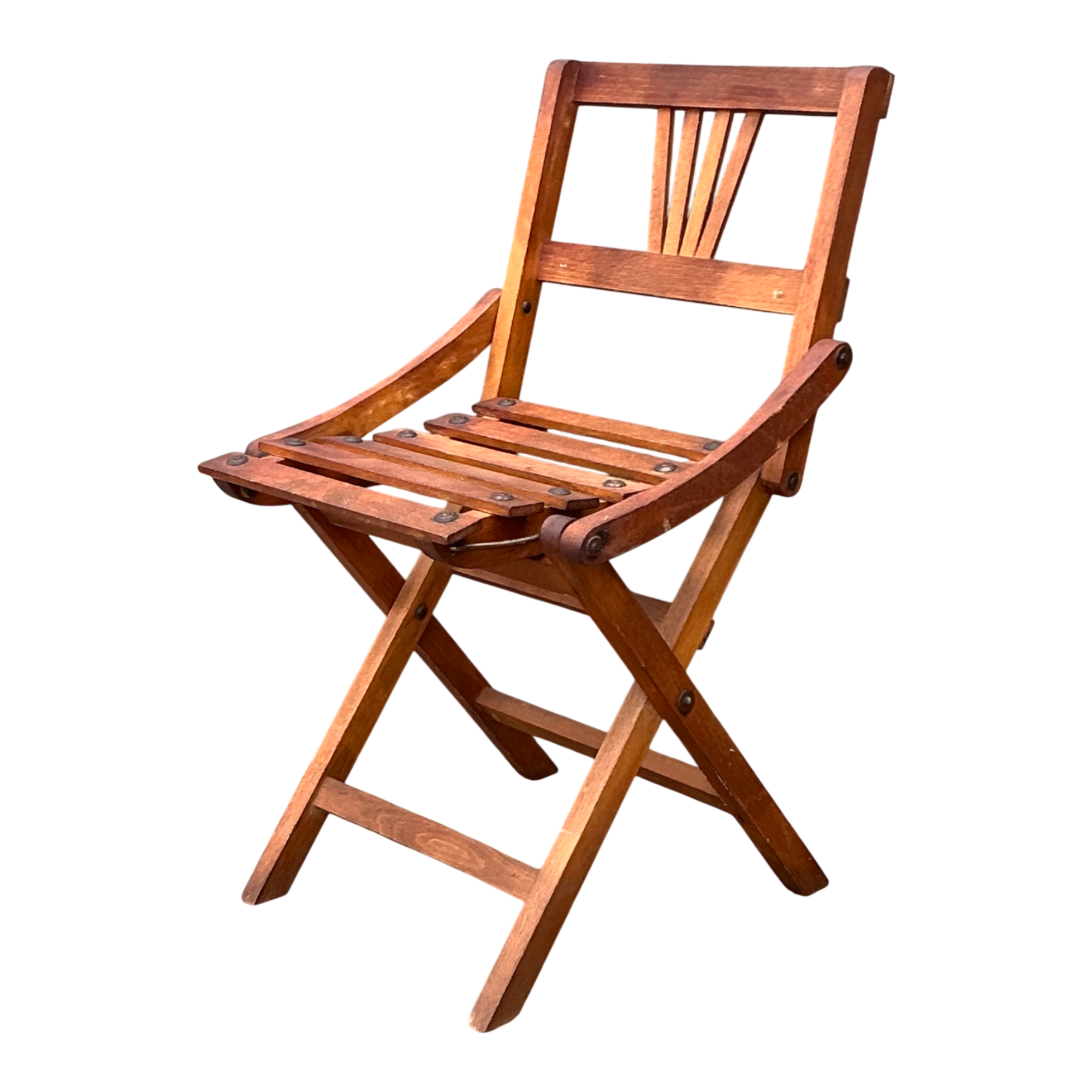 Vintage Children’s Wooden Slatted Folding Chair — additional photo 1