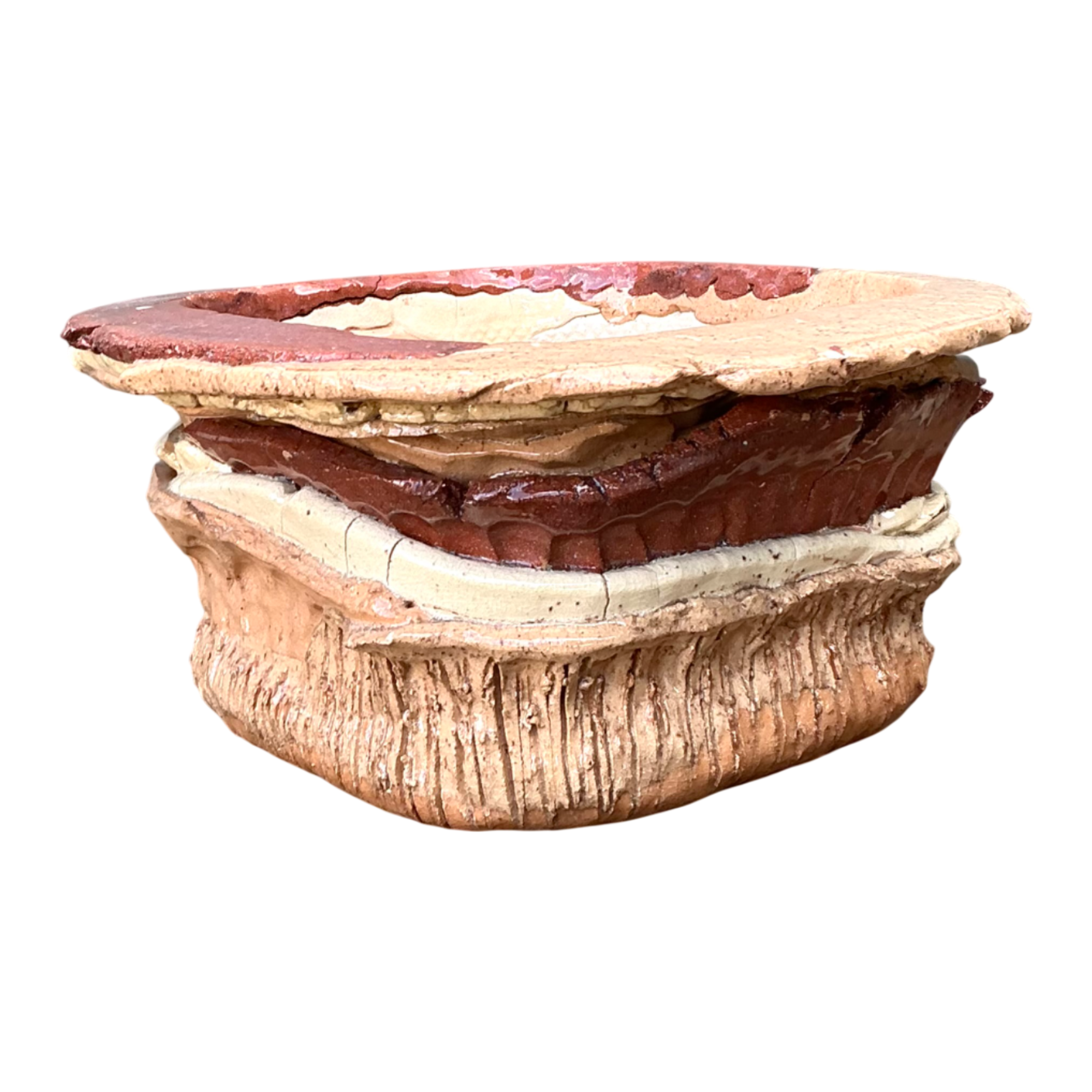 Vintage Layered Ceramic Pottery Bowl — additional photo 1