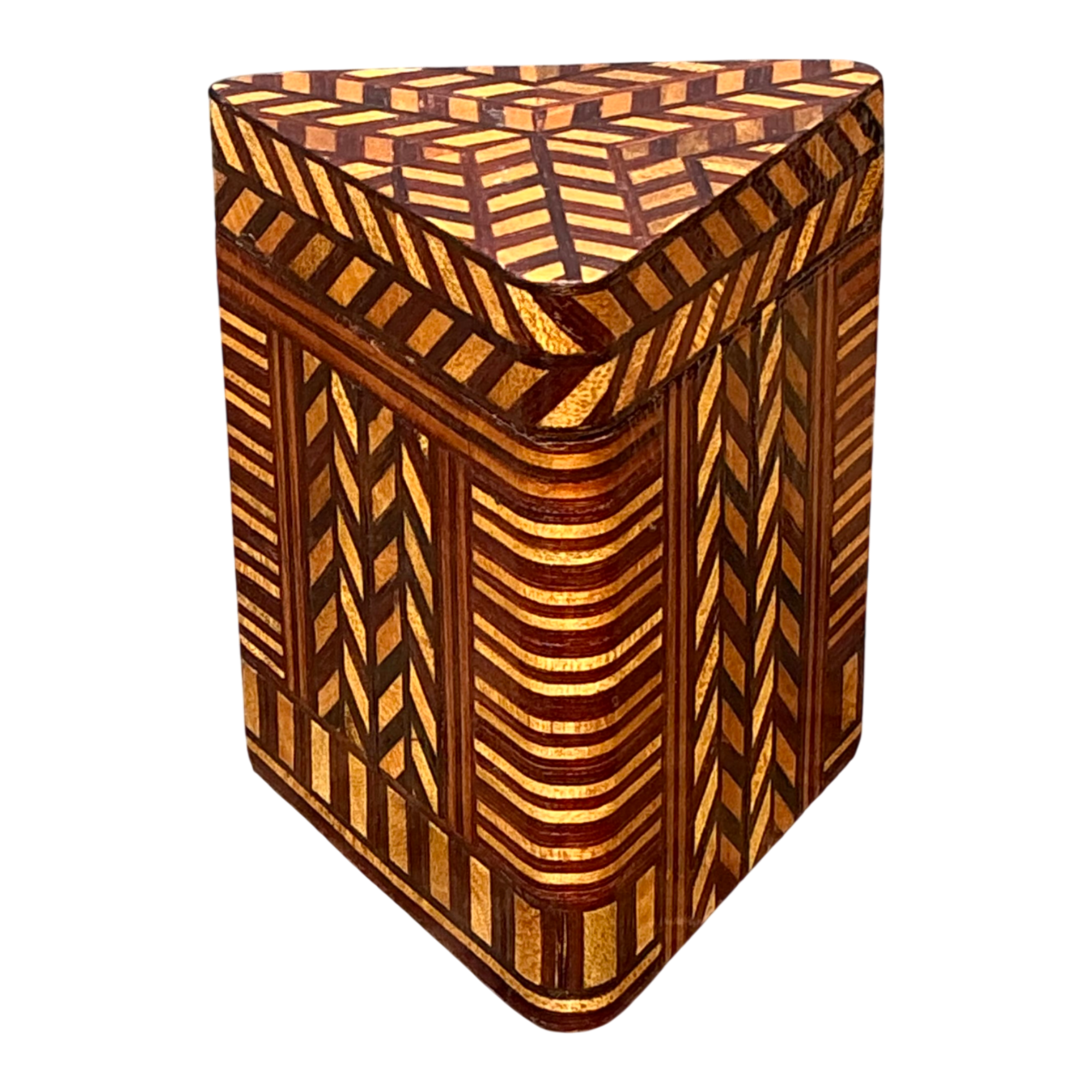 Vintage Geometric Inlaid Wood Box