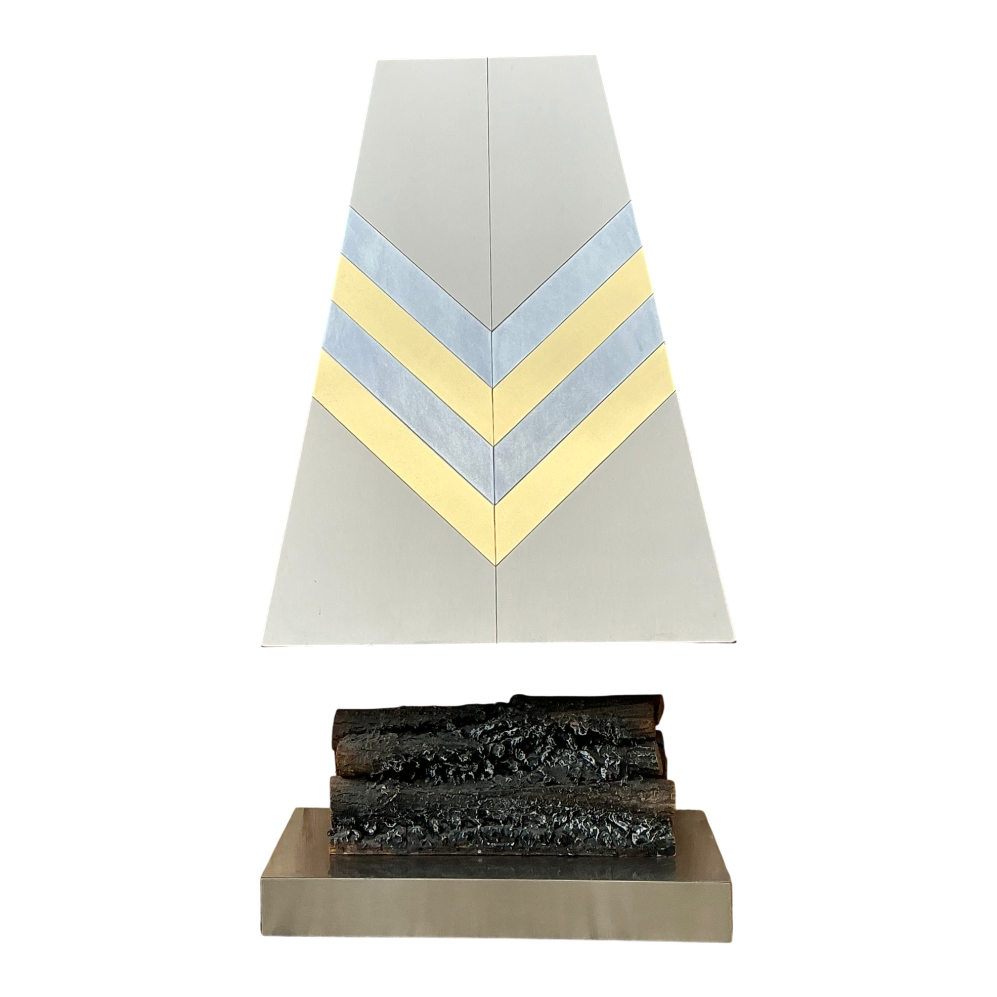 Vintage Boho Chevron Brass And Chrome Faux Fireplace