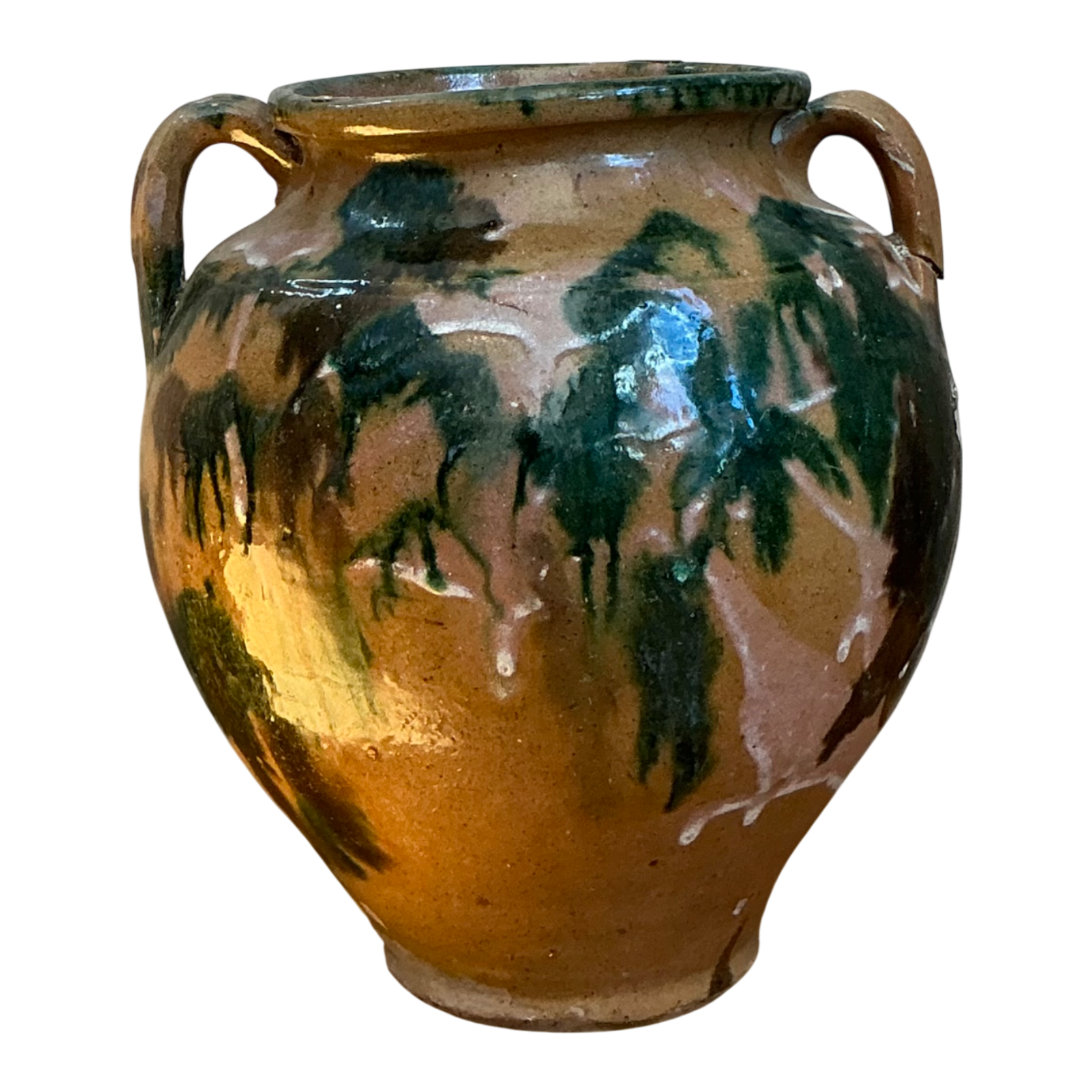 Vintage Multicolor Glazed Pottery Vase