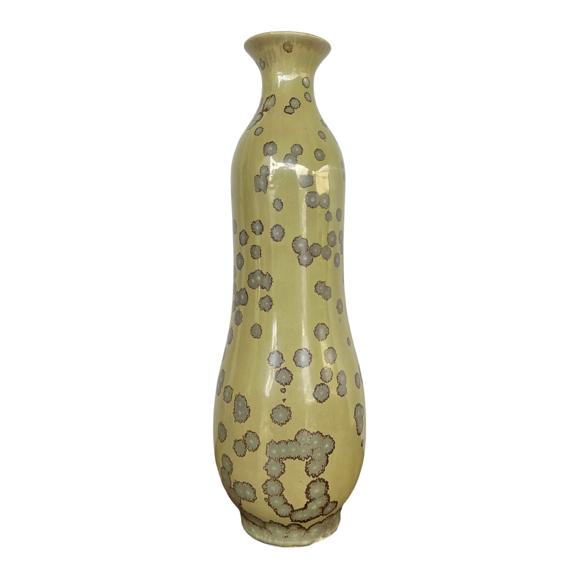 Vintage Yellow Crystalline Glazed Ceramic Vase
