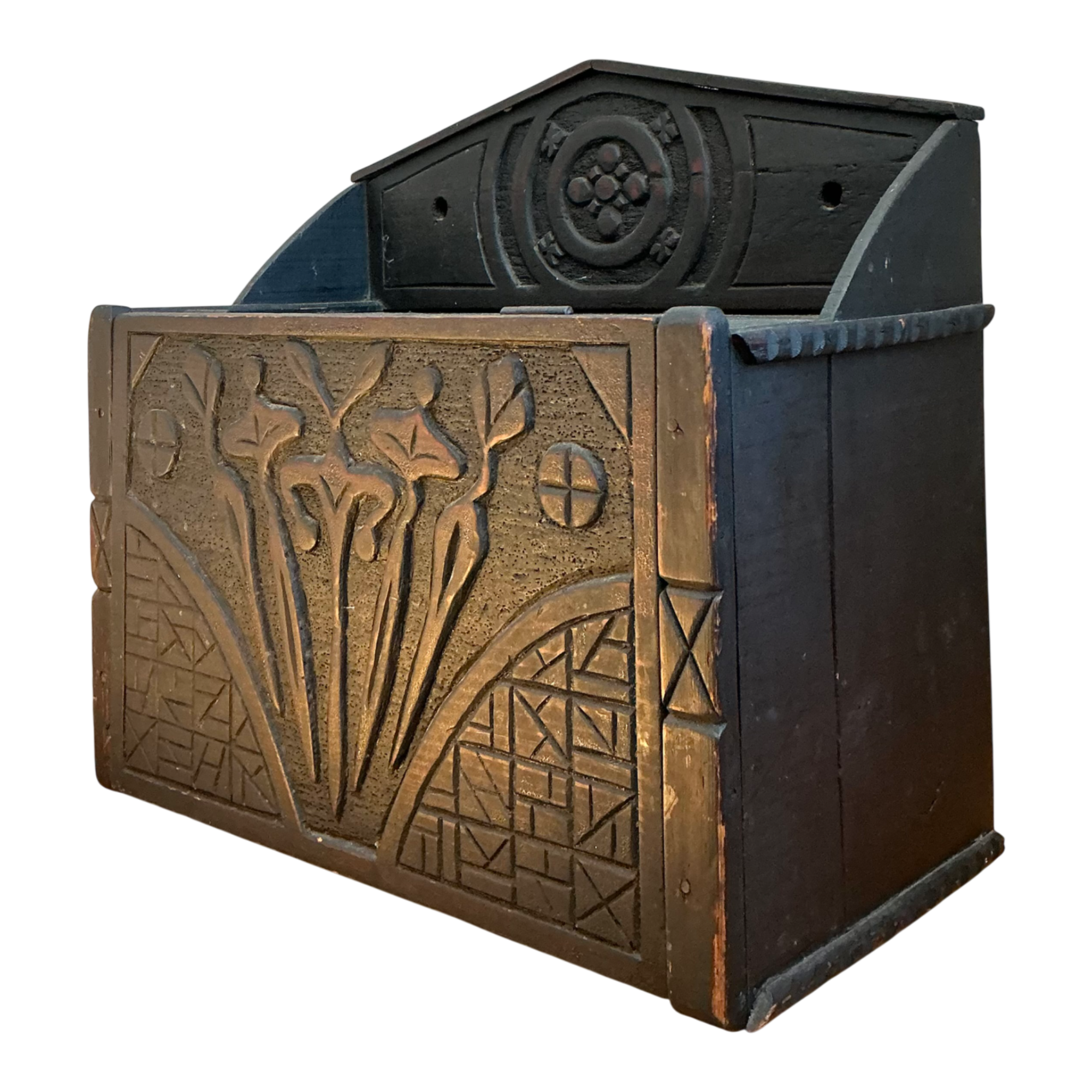 Vintage Wood Carved Storage Wall Box