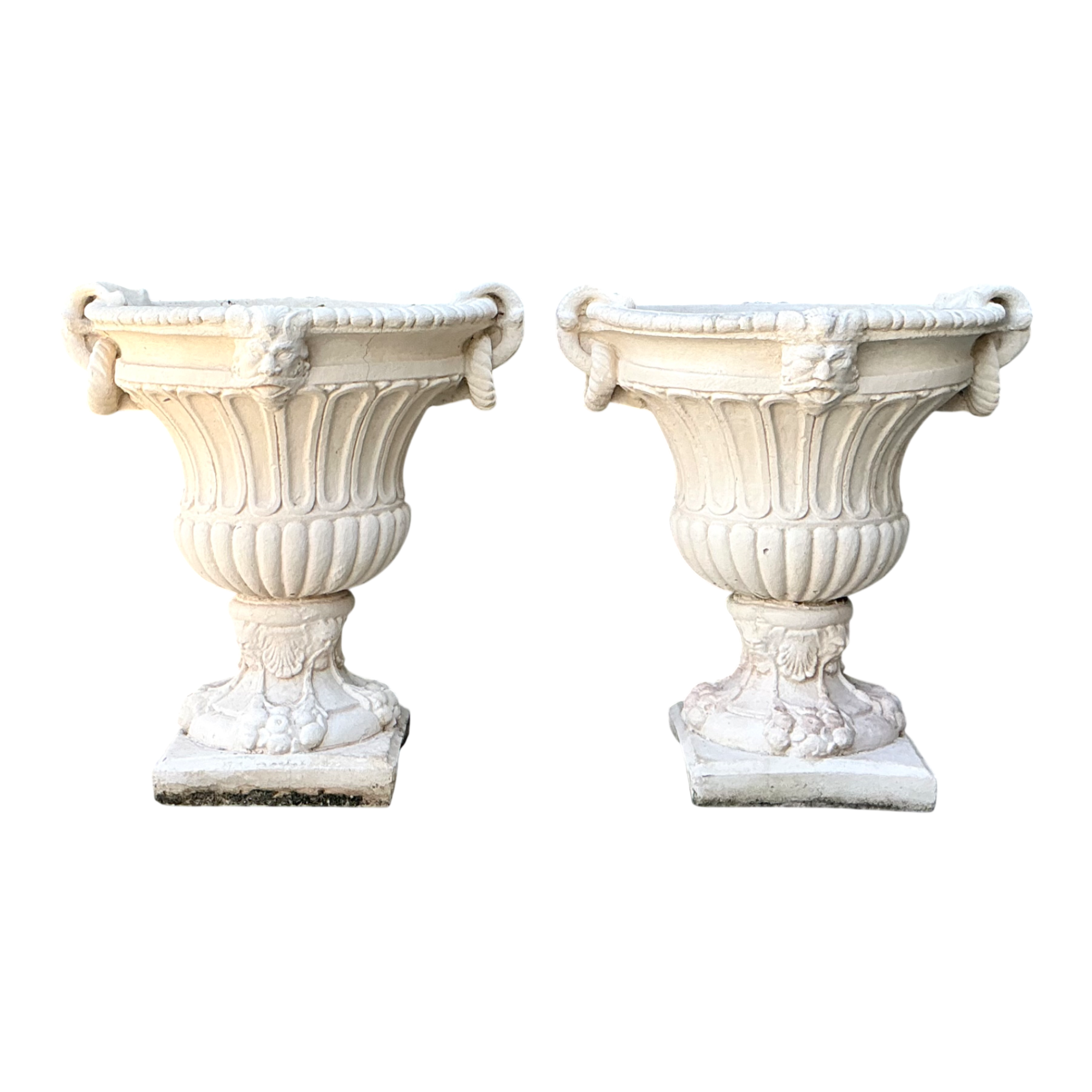Vintage Carved Stone Urns - Pair