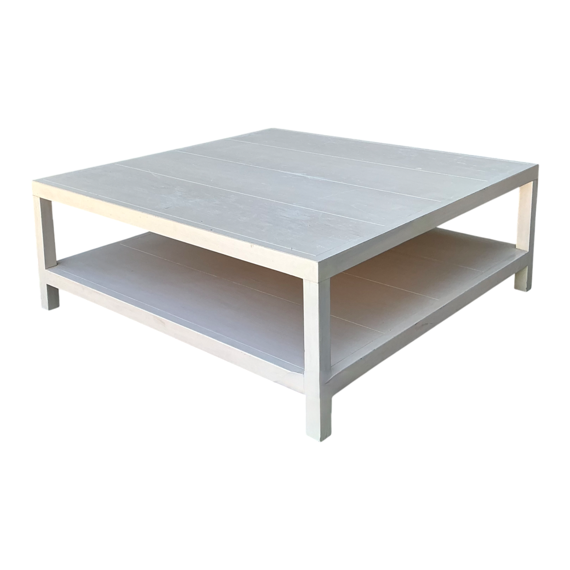 Vintage White Wood Square Coffee Table