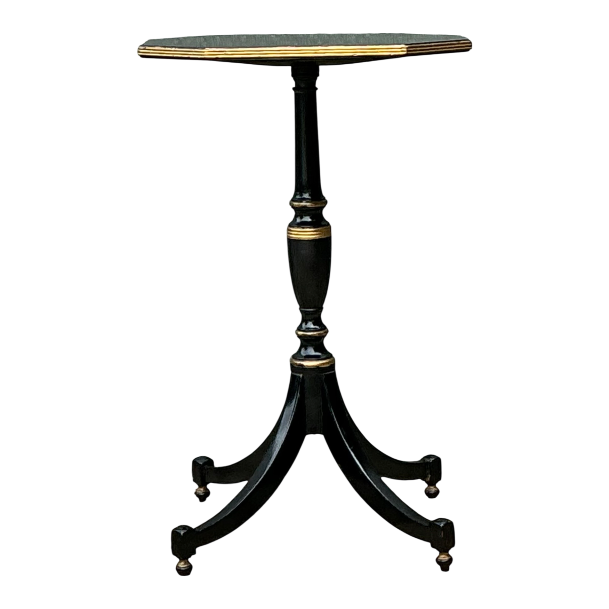 Vintage Black and Gold Trim Pedestal Table