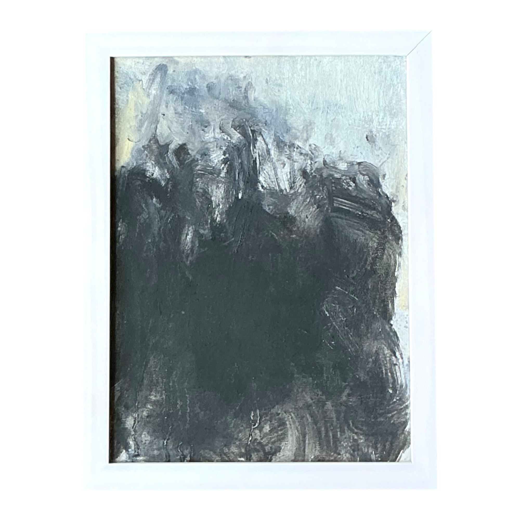 Vintage Abstract Expressionist Black and White Painting