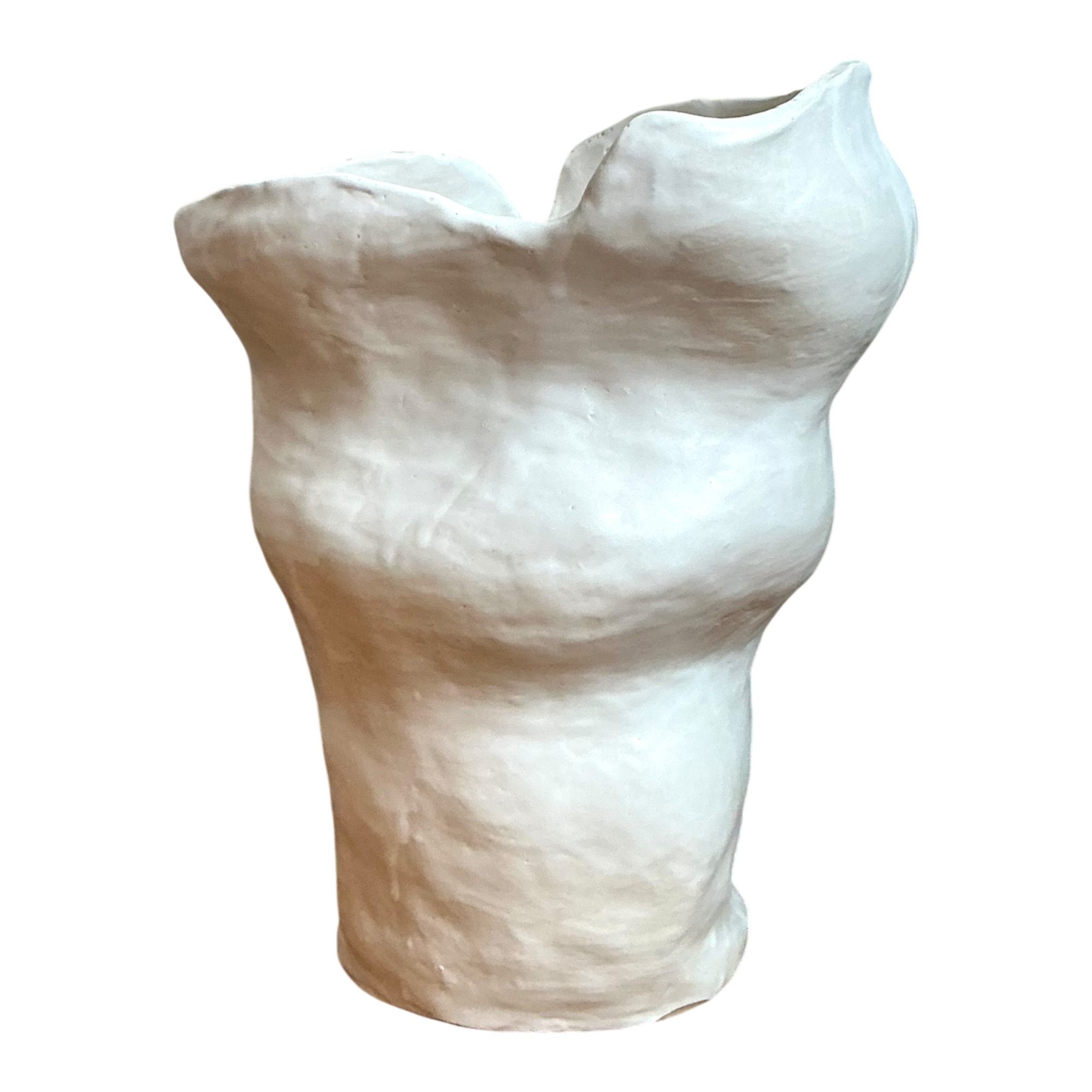 Vintage Biomorphic Sculptural White Ceramic Vase