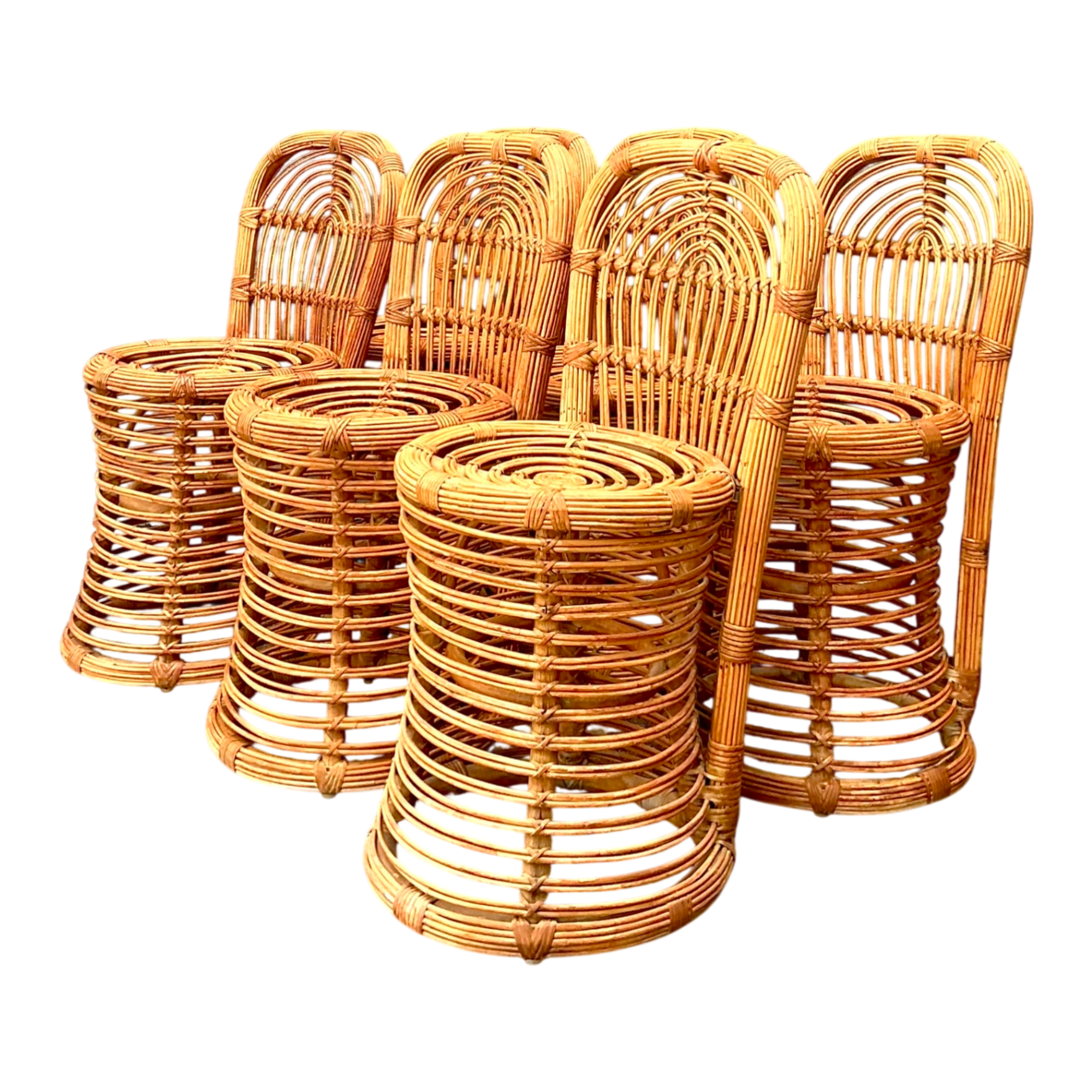 Vintage Rattan Dining Chairs - Set of 6