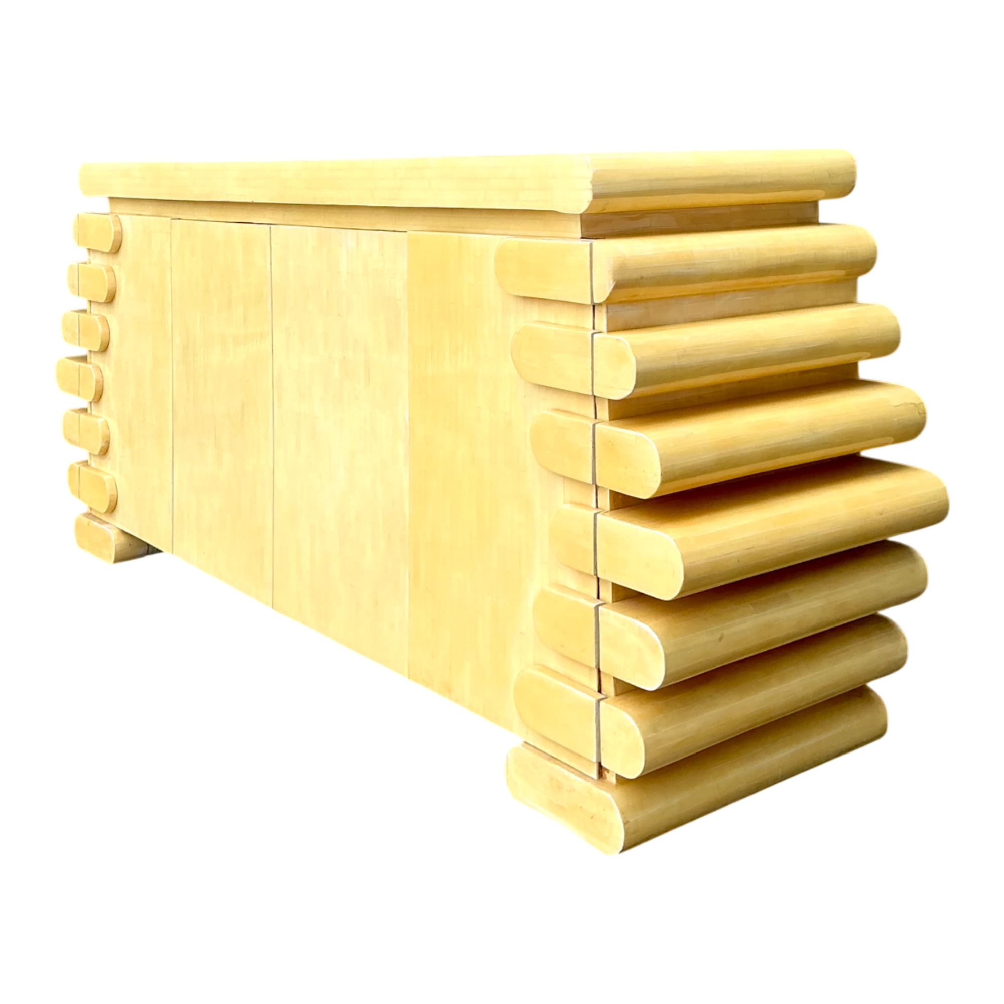 Vintage Columbian Tessellated Bone Stacked Credenza