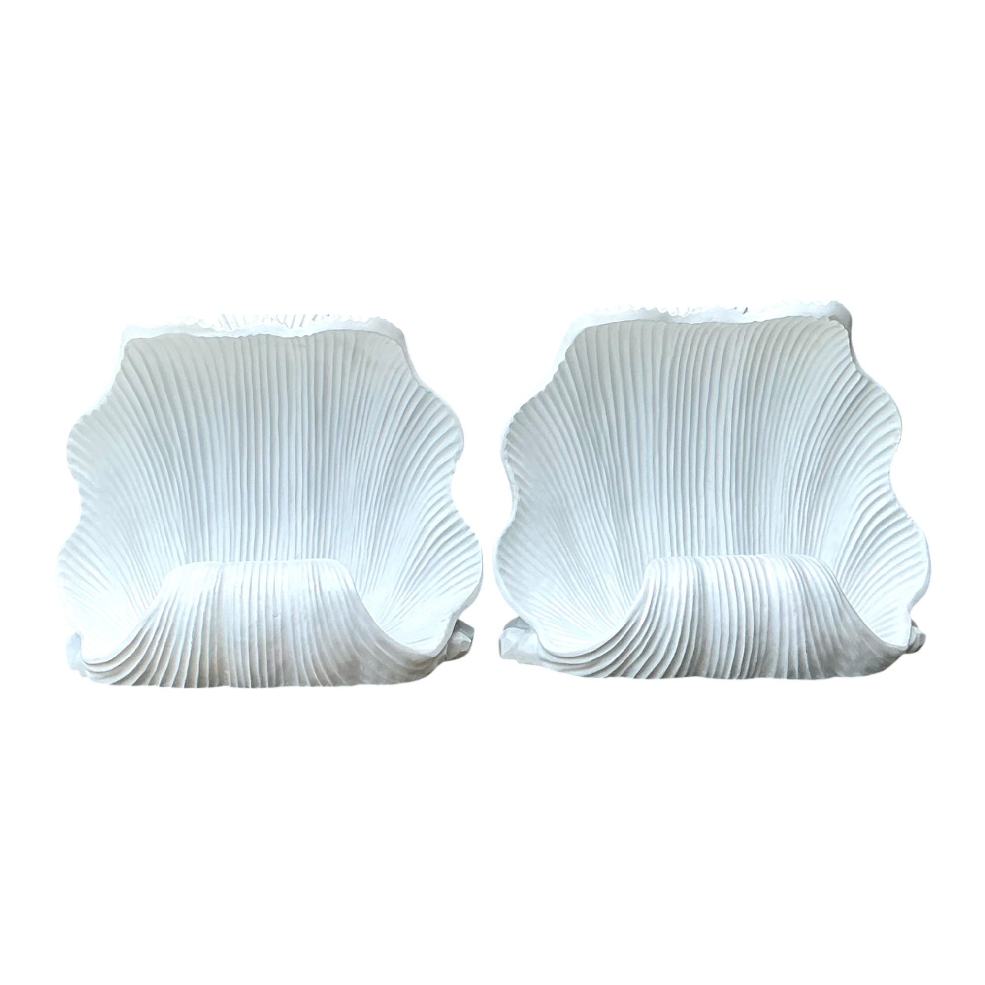 Vintage White Clam Shell Table Pedestals - Pair