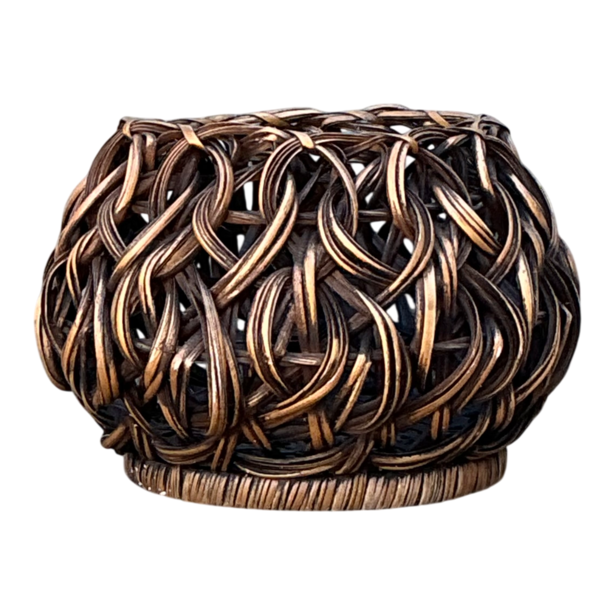 Vintage Handcrafted Woven Rattan Basket