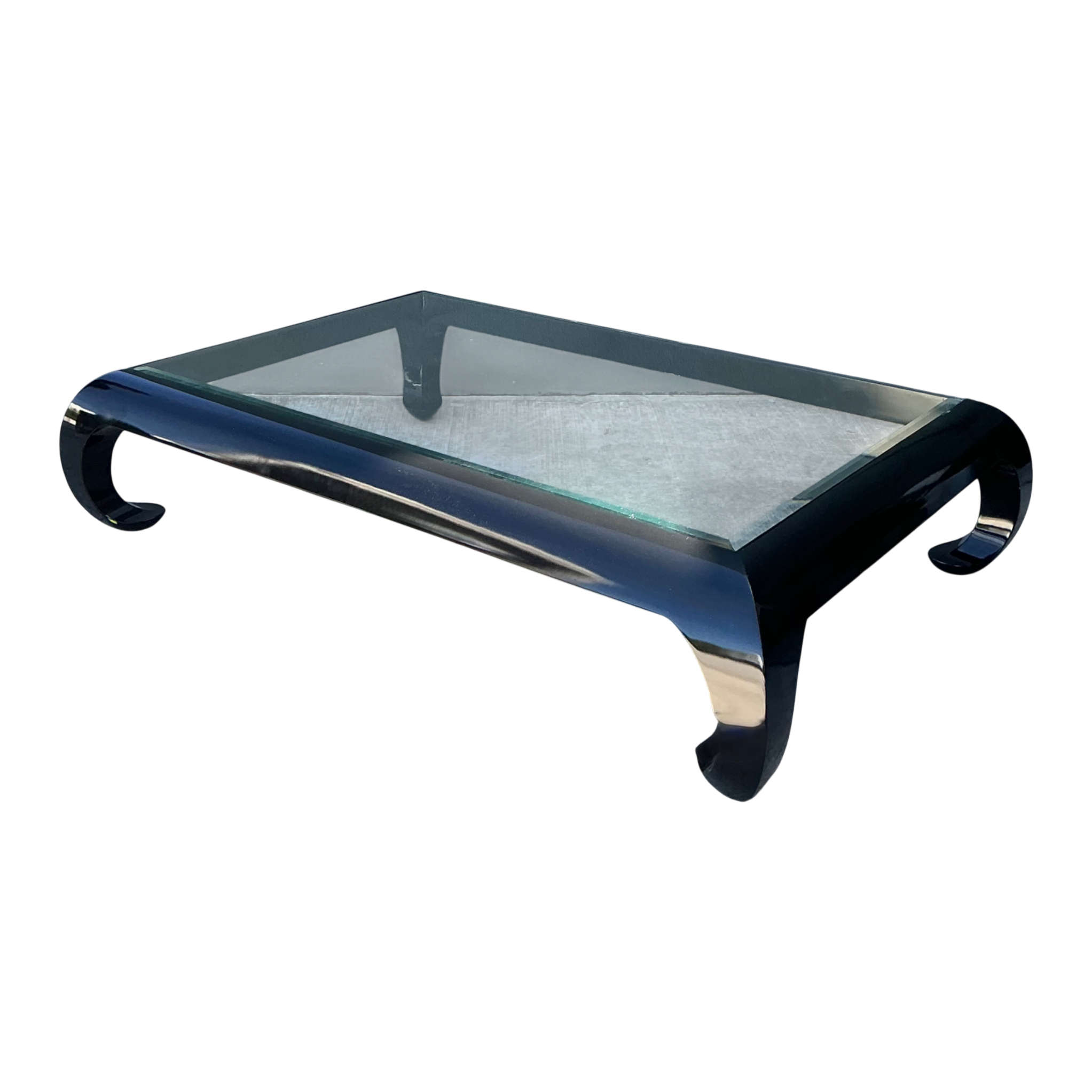 Vintage Lacquer and Glass Coffee Table