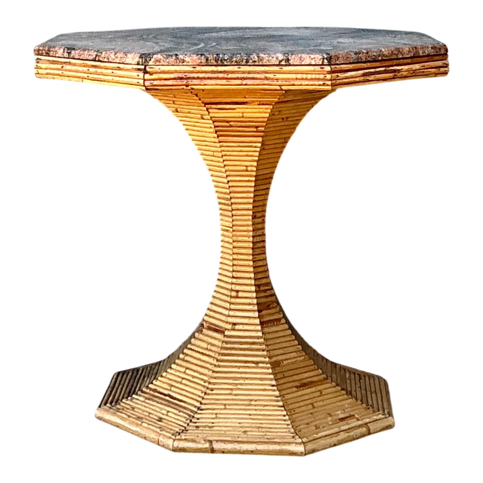 Vintage Sculptural Pencil Reed and Stone Table