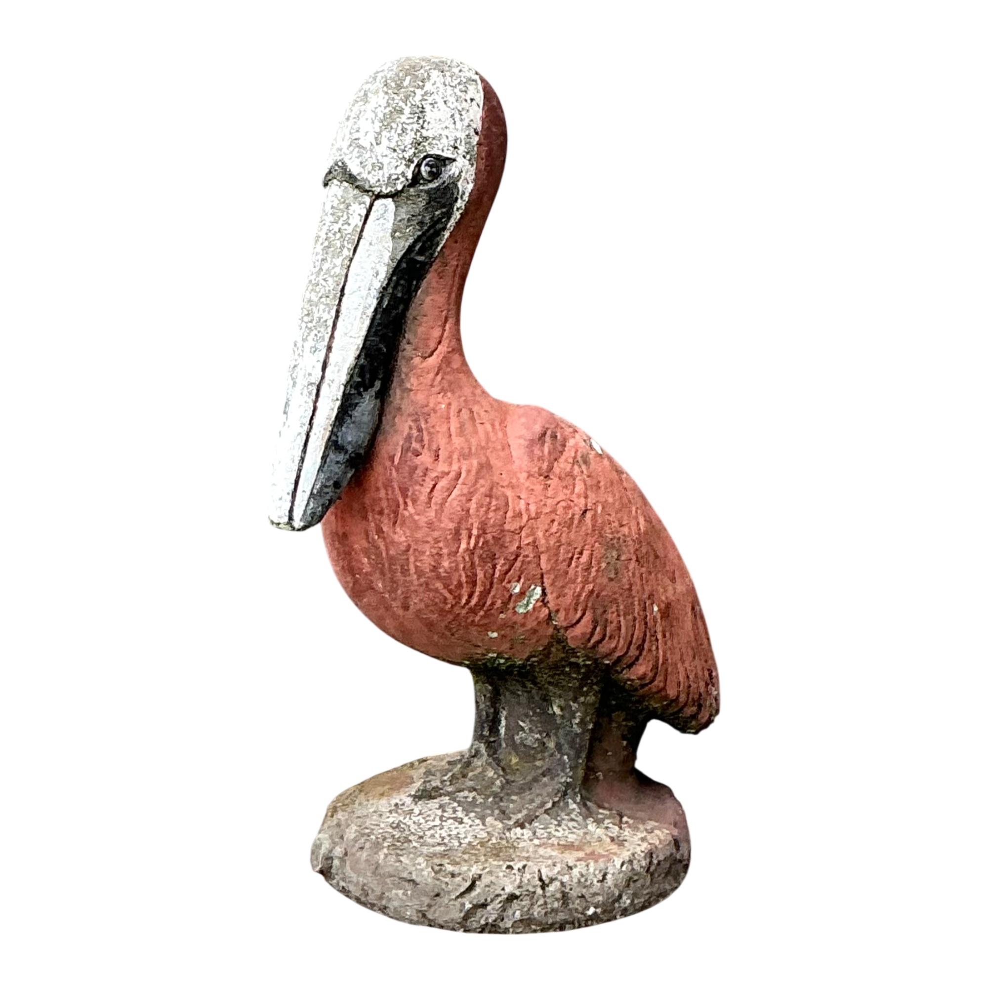 Vintage Painted Cement Pelican Sculpture