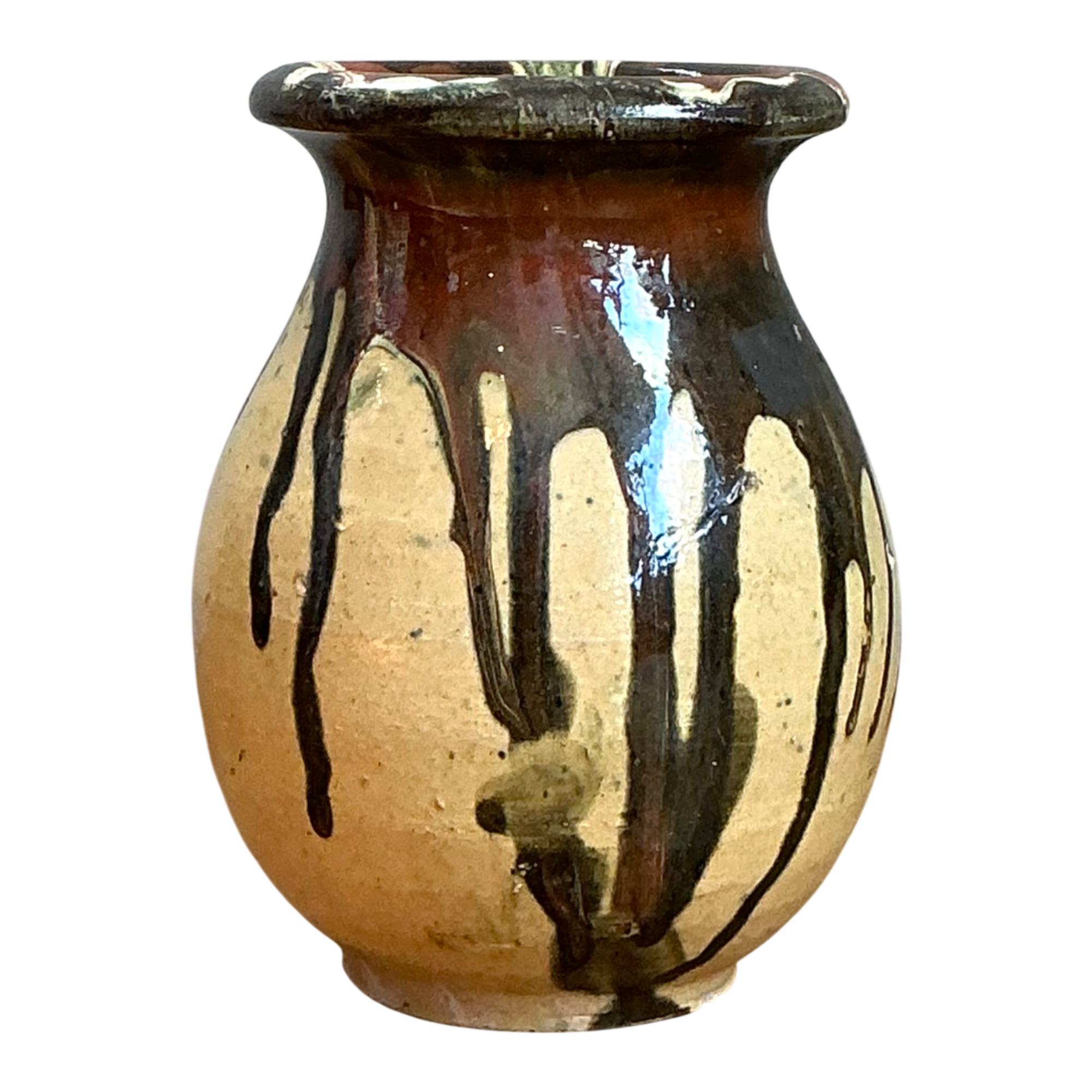 Vintage Stoneware Vase with Drip Glaze