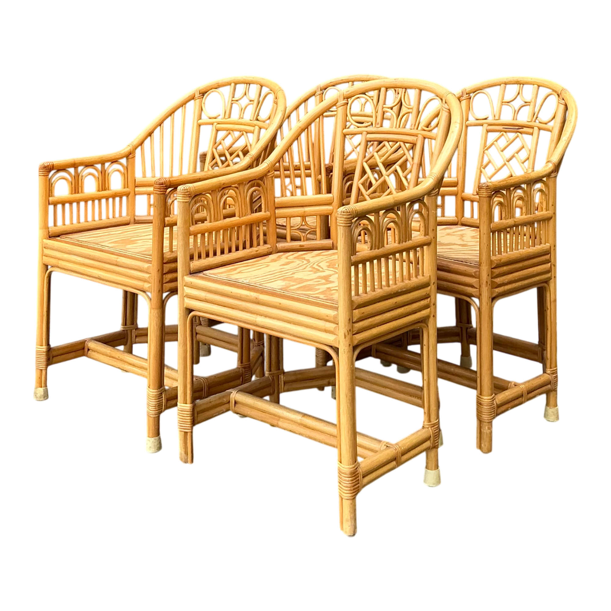 Vintage Brighton Pavillion Rattan Dining Chairs - Set Of 4