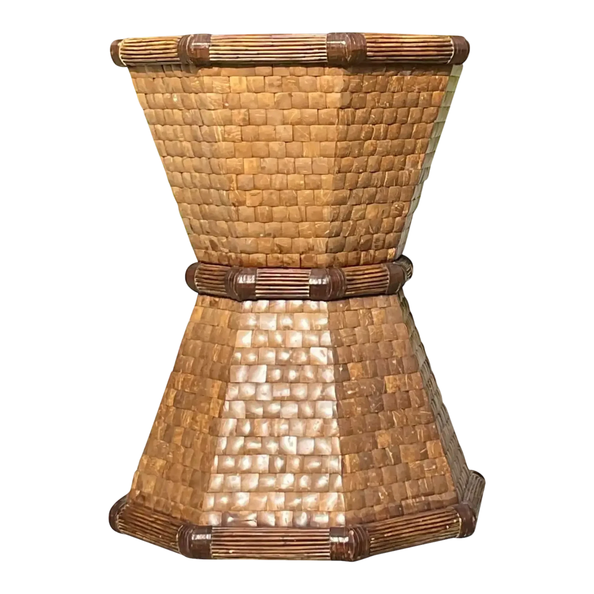 Boho Style Tessellated Coconut Shell Table Pedestal