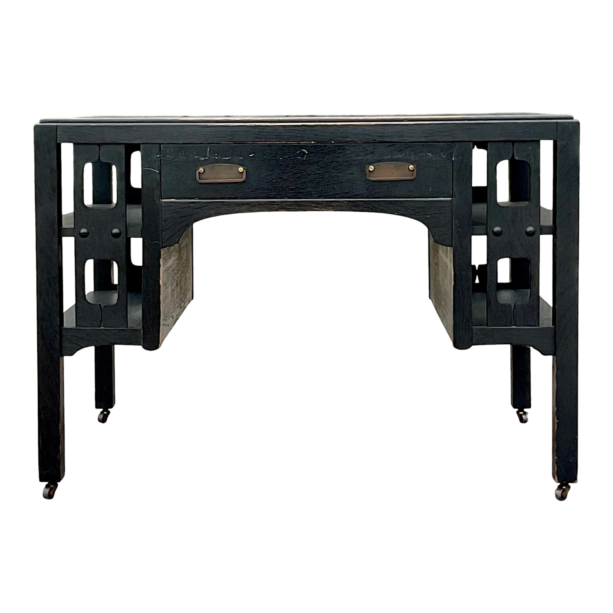 Early 20th Century Boho Arts and Crafts Mission Style Oak Desk