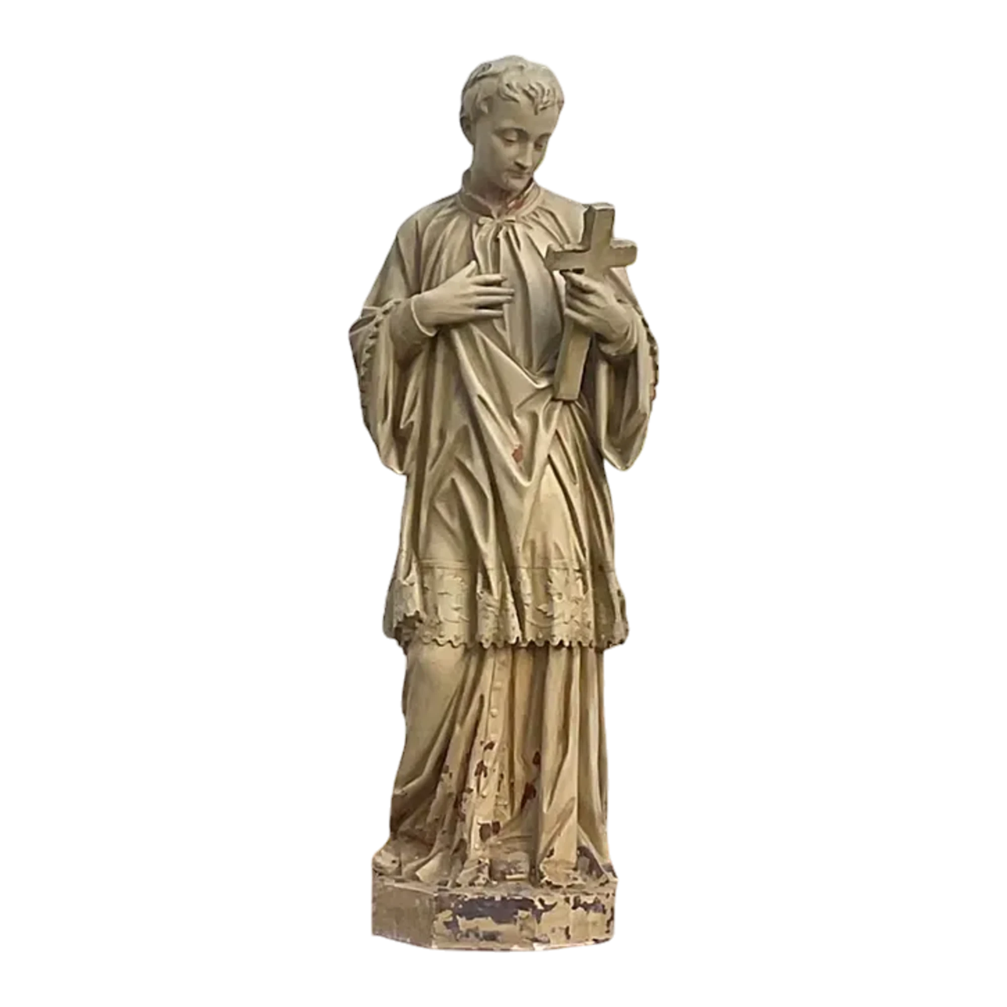 Early 20th Century Cast Plaster Statue of Saint Aloysius Gonzaga
