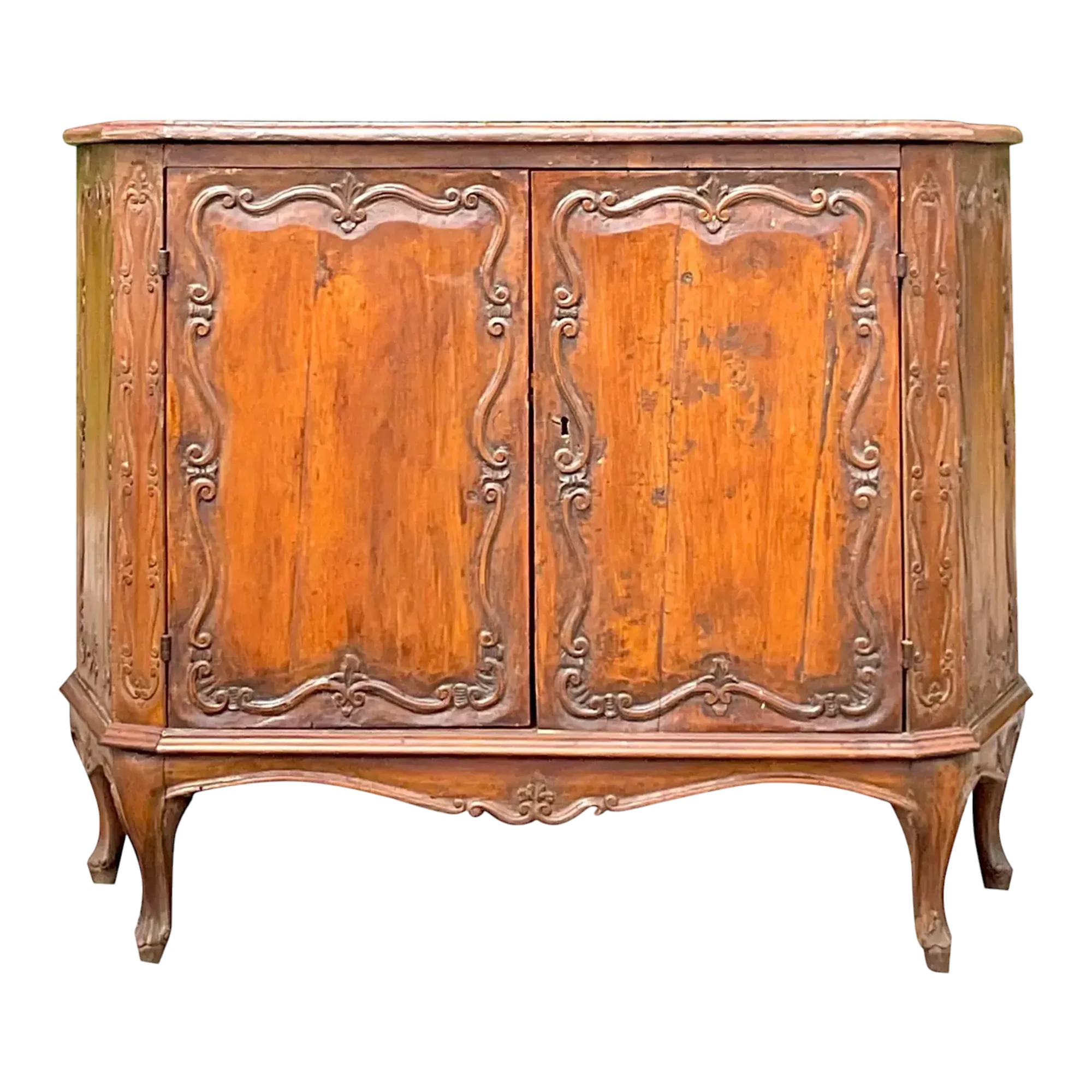 Early 20th Century Vintage Italian Carved Console Cabinet