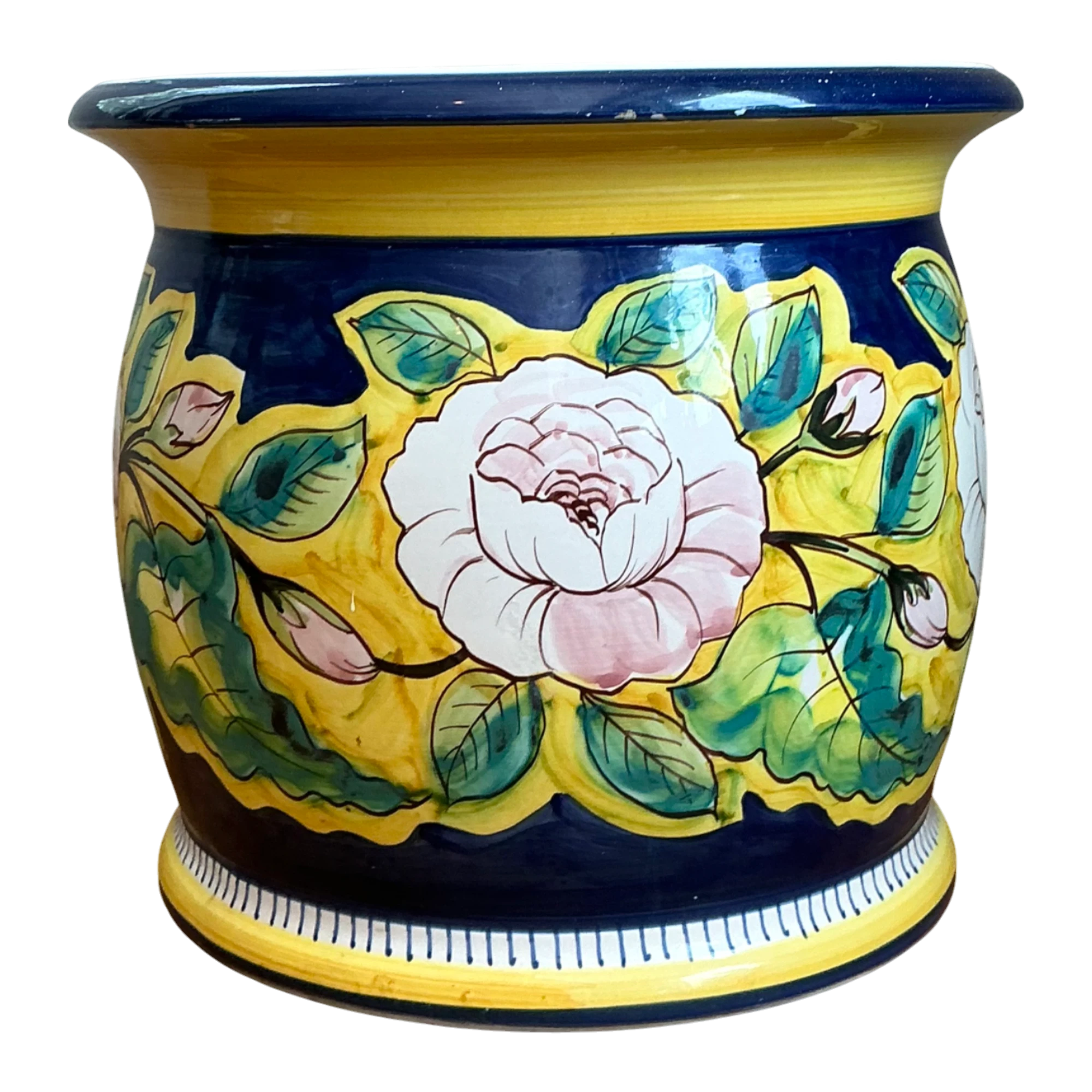 Hand Italian Painted Floral Ceramic Planter