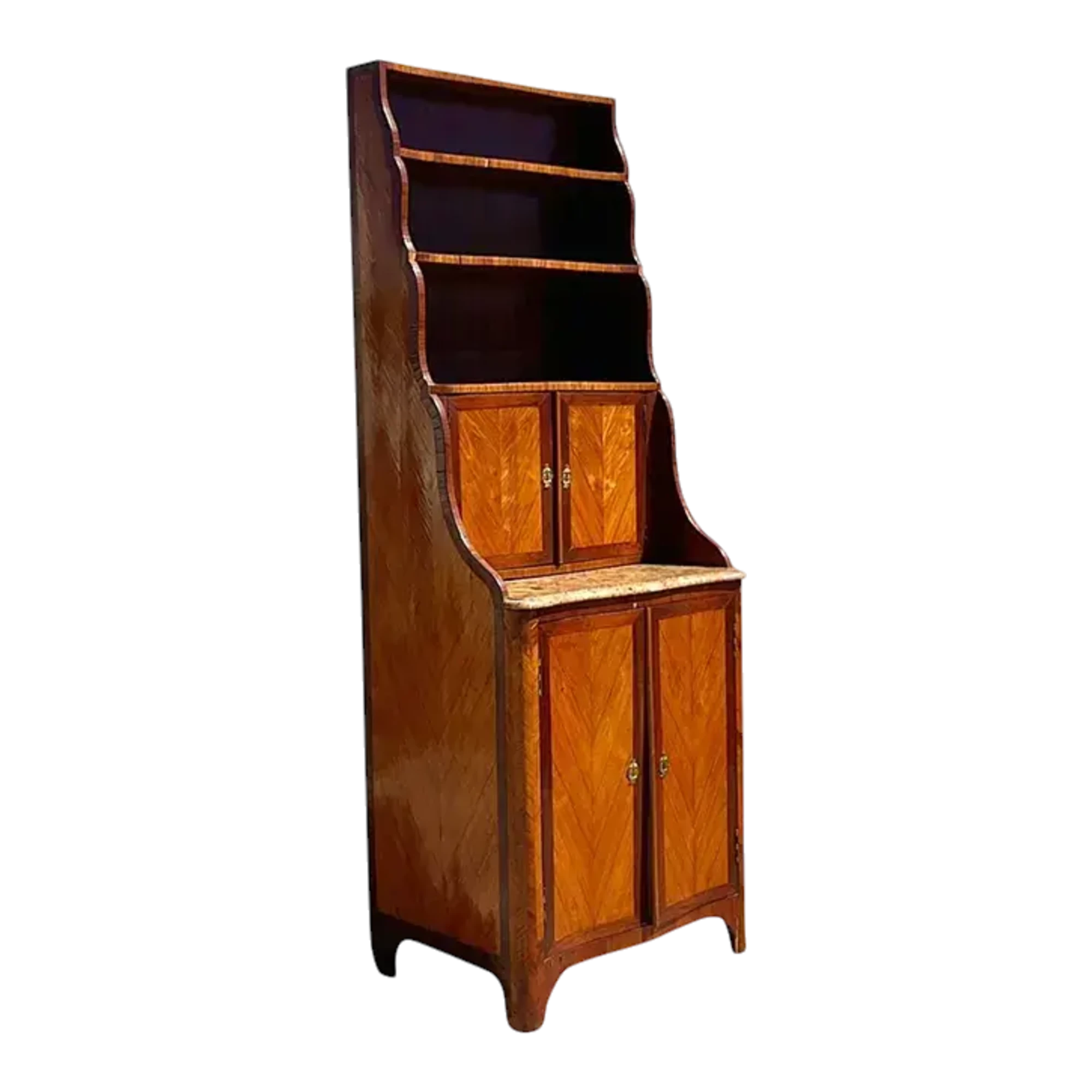 Late 19th Century Regency Chevron Inlay Cascading Cabinet