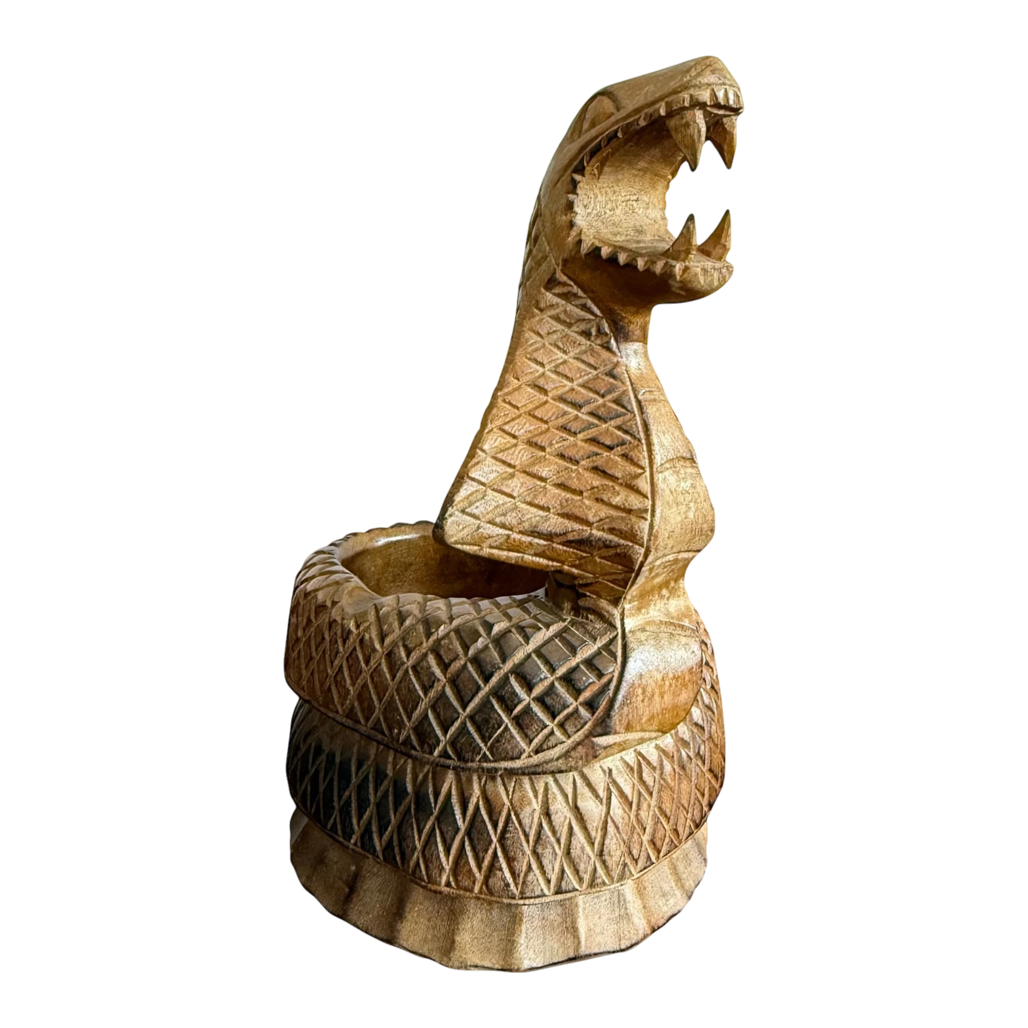 Late 20th Century Hand-Carved Wooden Cobra Bowl