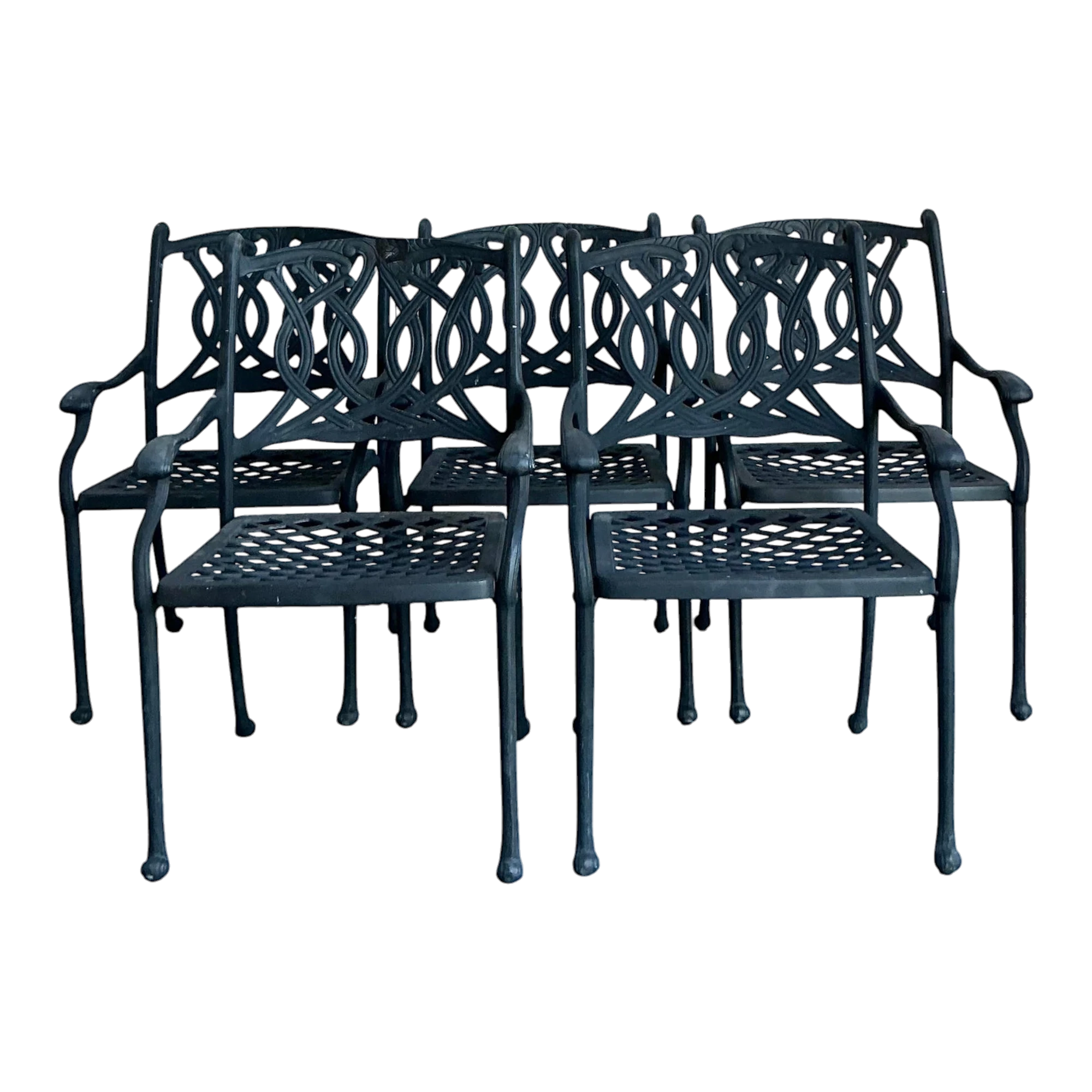 Late 20th Century Regency Wrought Iron Dining Chairs - Set of 5