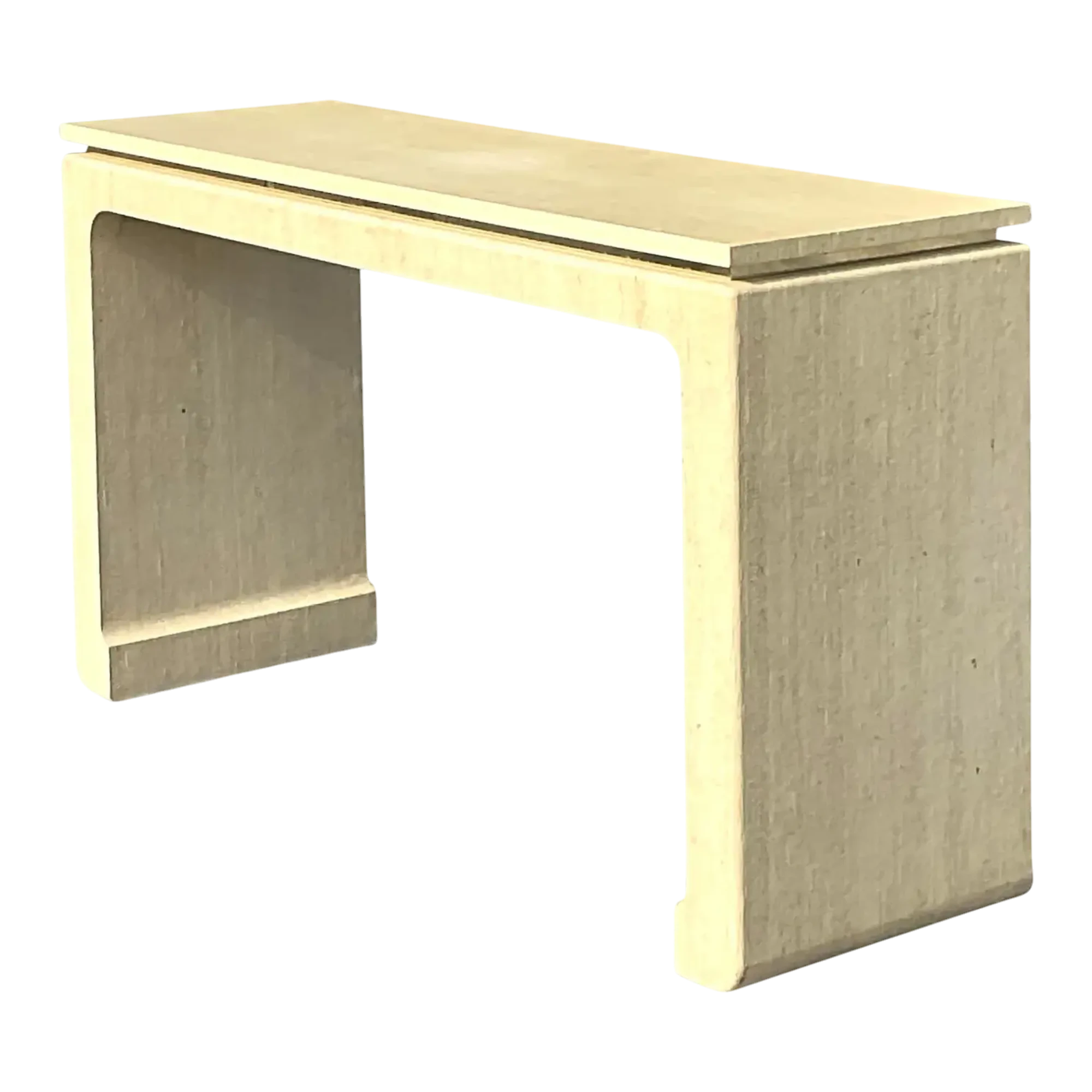Late 20th Century Vintage Boho Grasscloth Wrapped Console Table