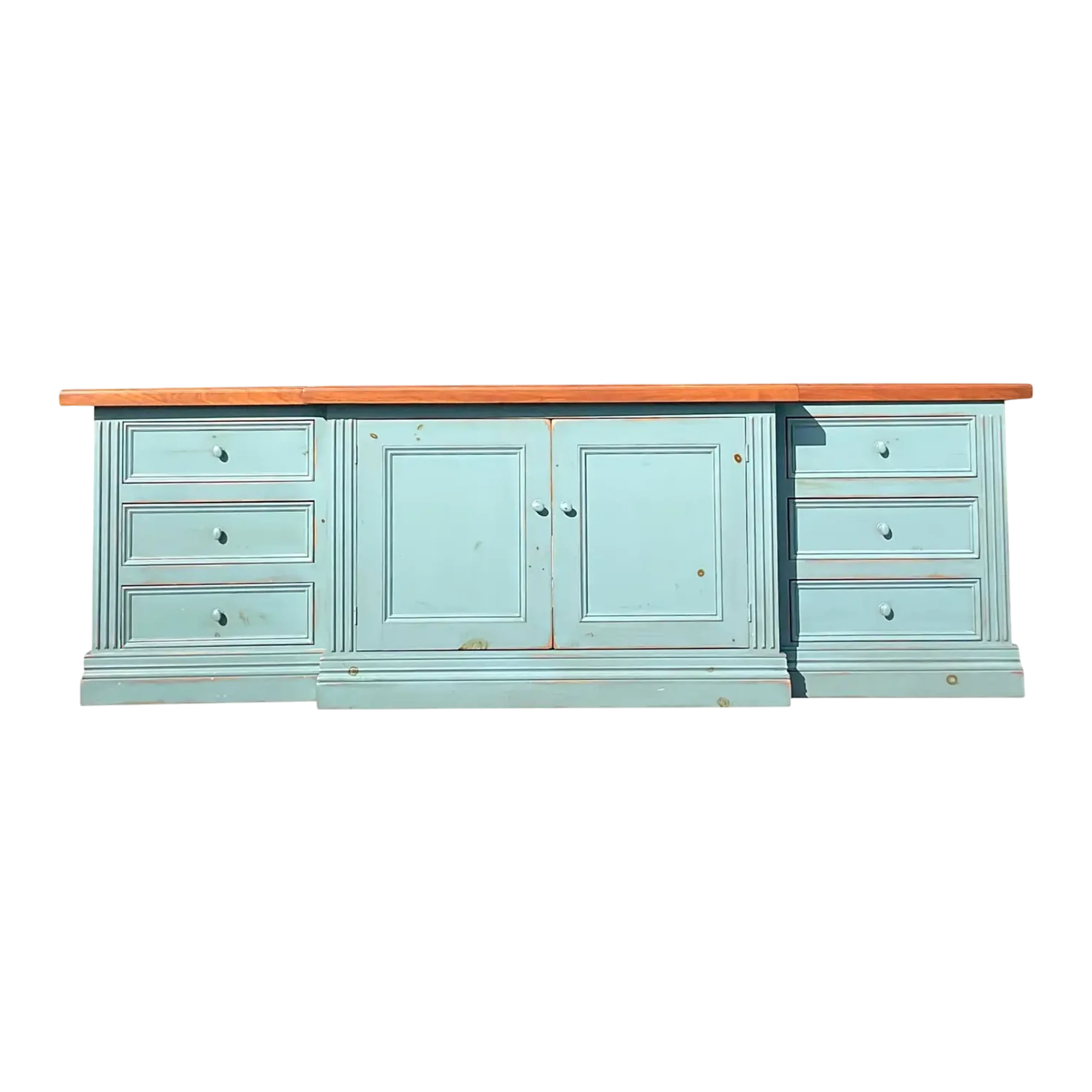 Late 20th Century Vintage Boho Monumental Blue Wash Credenza