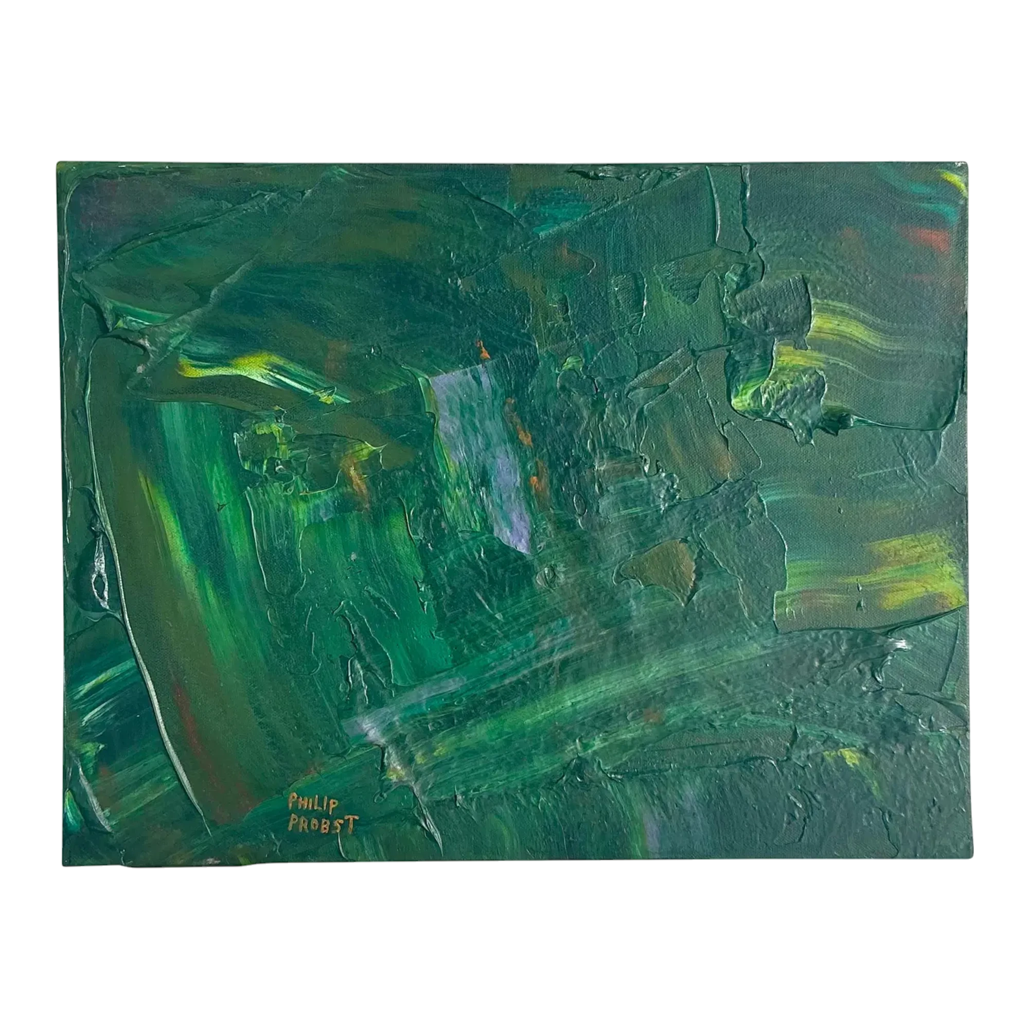 Late 20th Century Vintage Boho Original Impasto Abstract Oil on Canvas