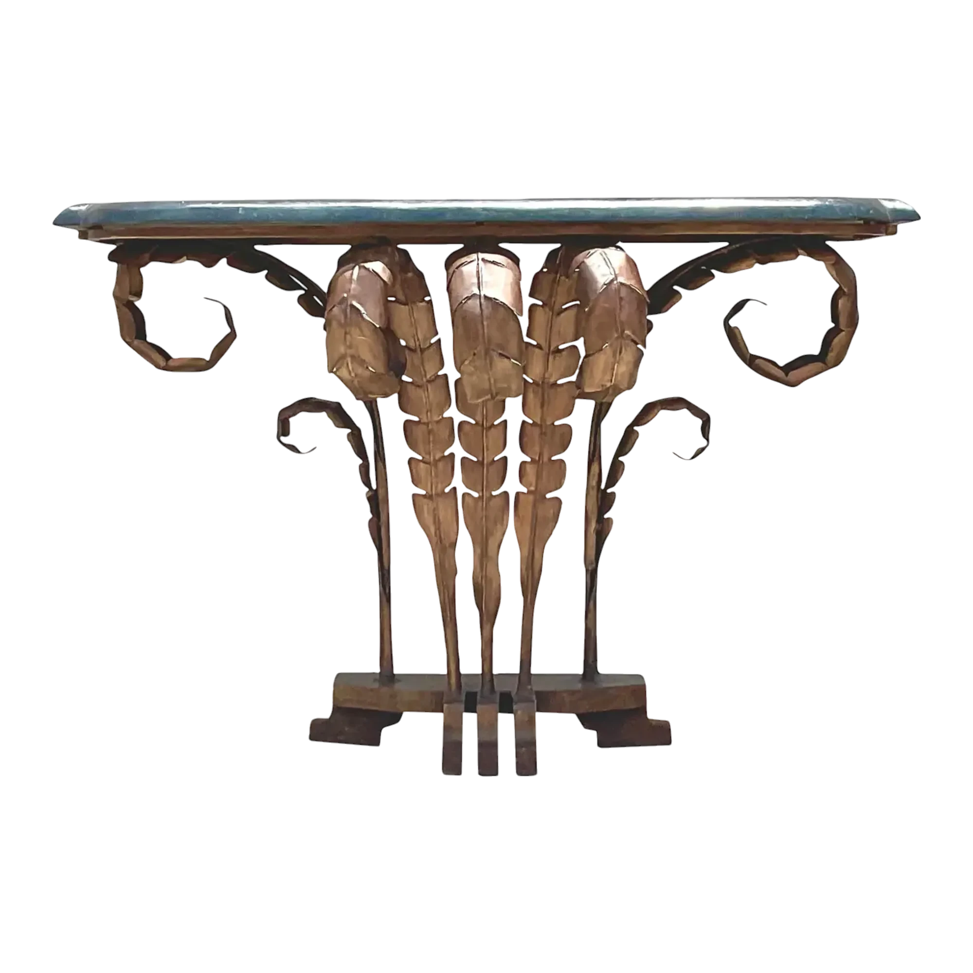 Late 20th Century Vintage Boho Punch Cut Frond Console Table