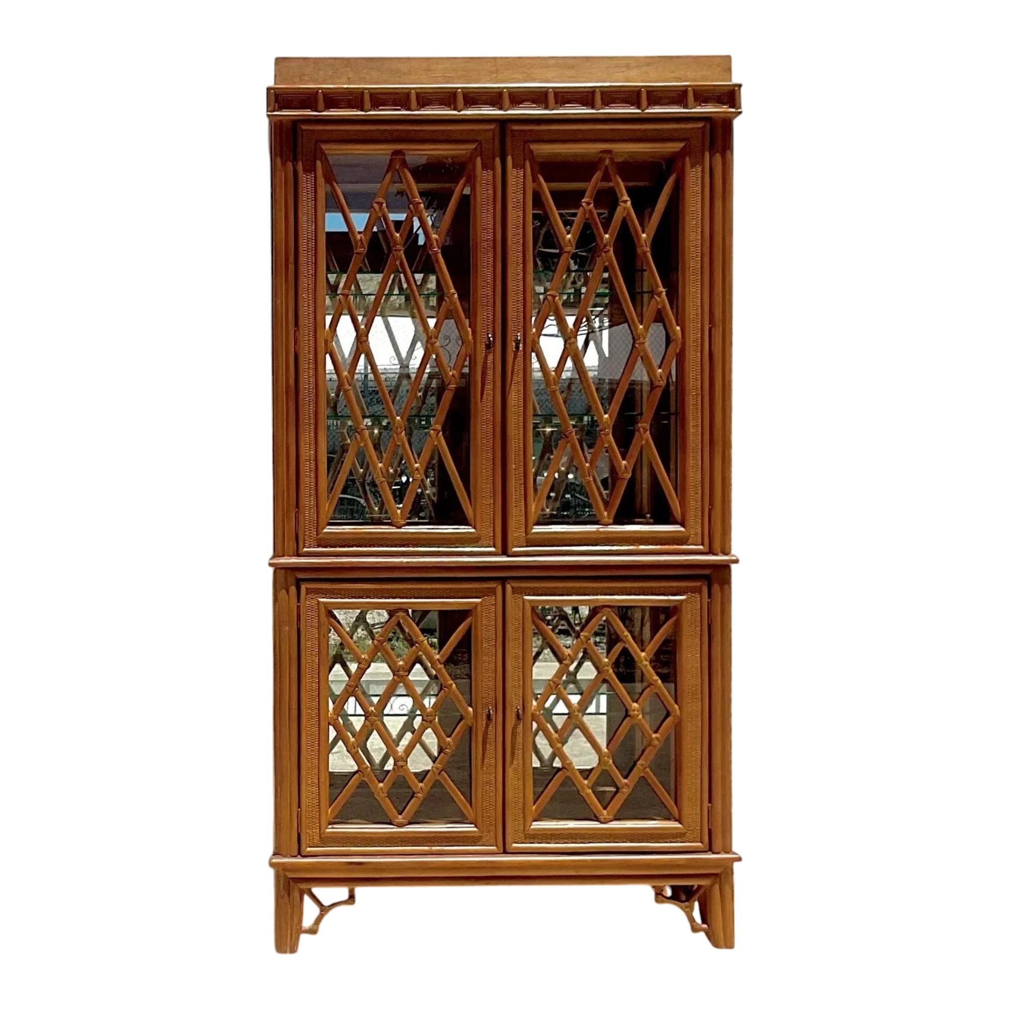 Late 20th Century Vintage Coastal Chinese Chippendale Cabinet