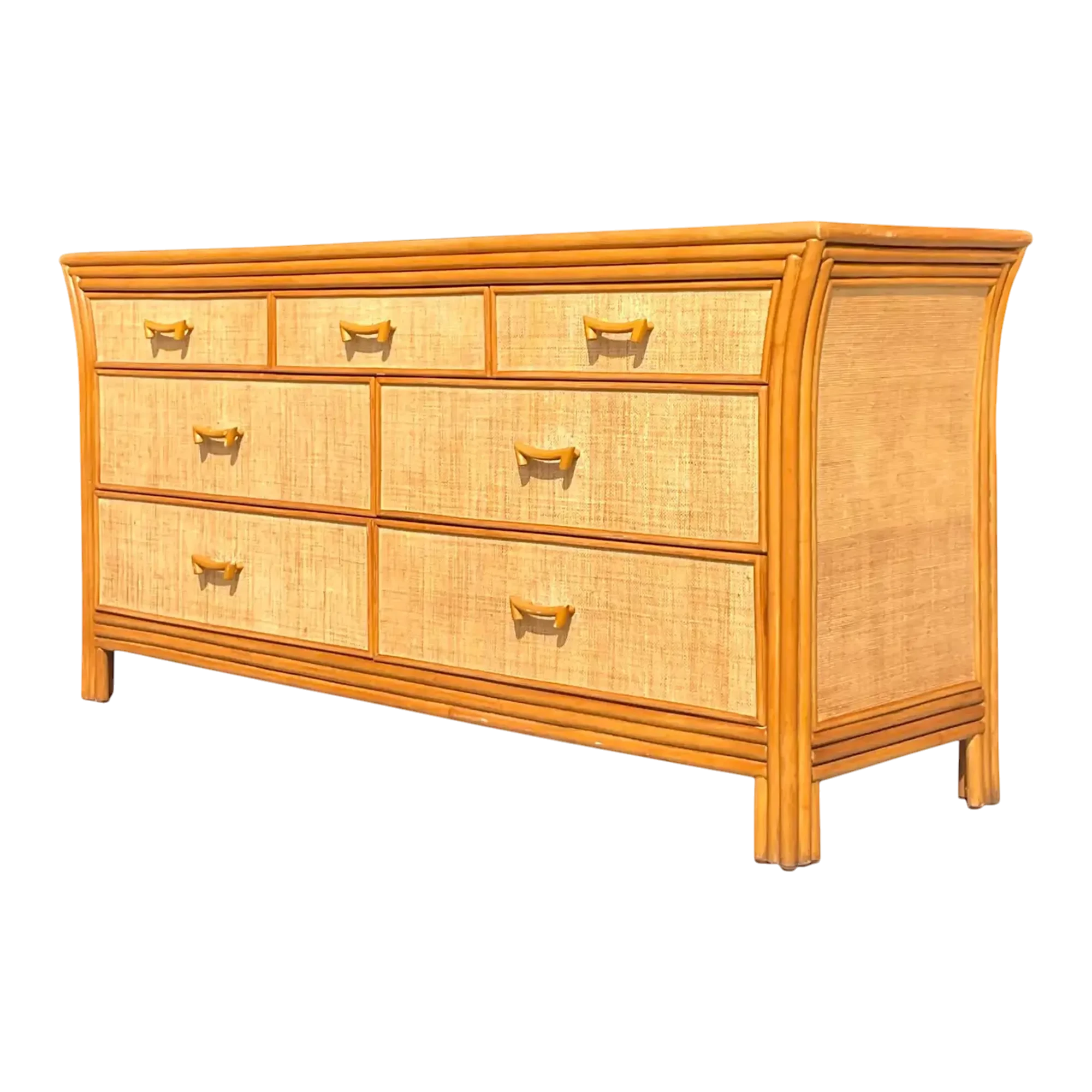 Late 20th Century Vintage Coastal Grasscloth Dresser