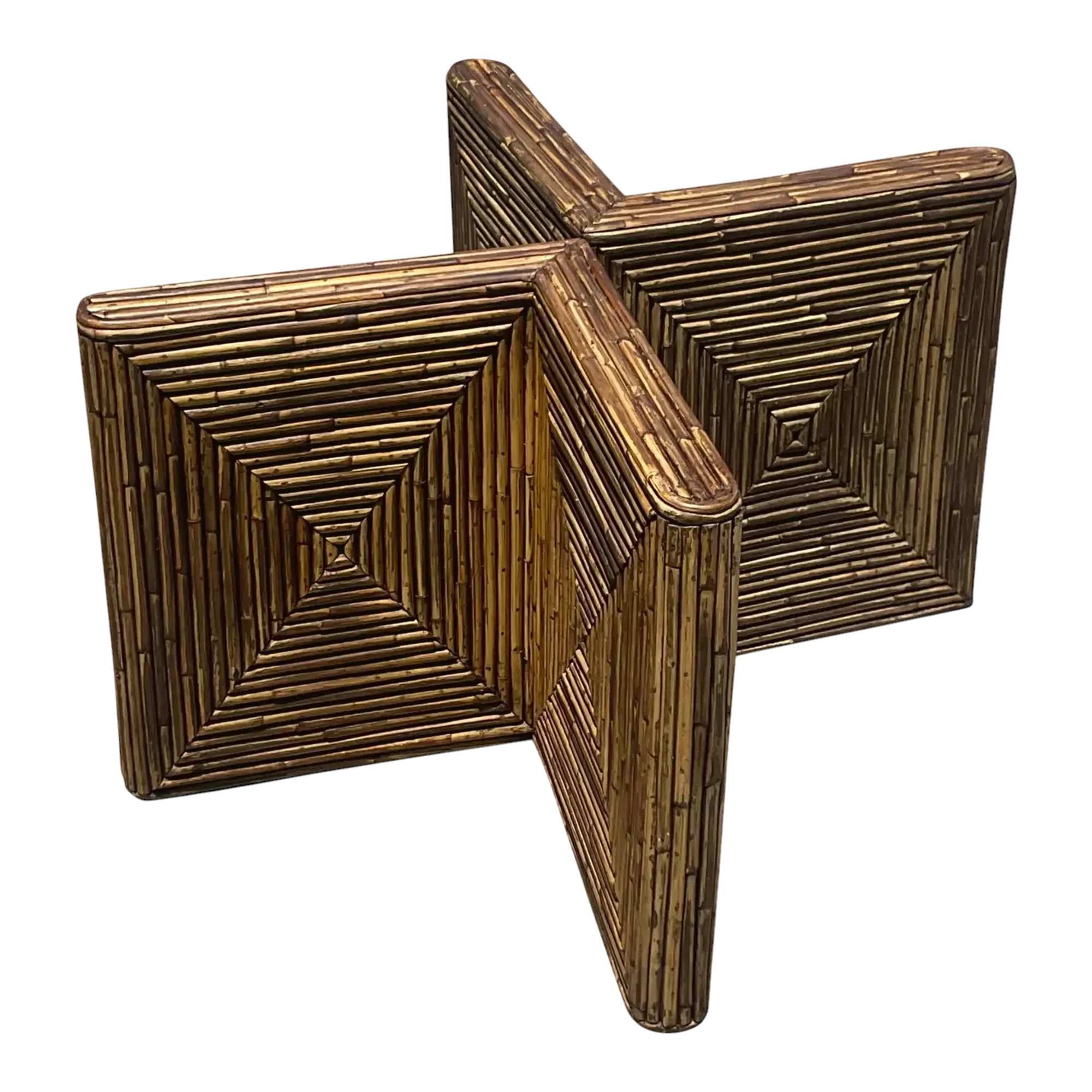 Late 20th Century Vintage Coastal Pencil Reed Coffee Table Pedestals - a Pair