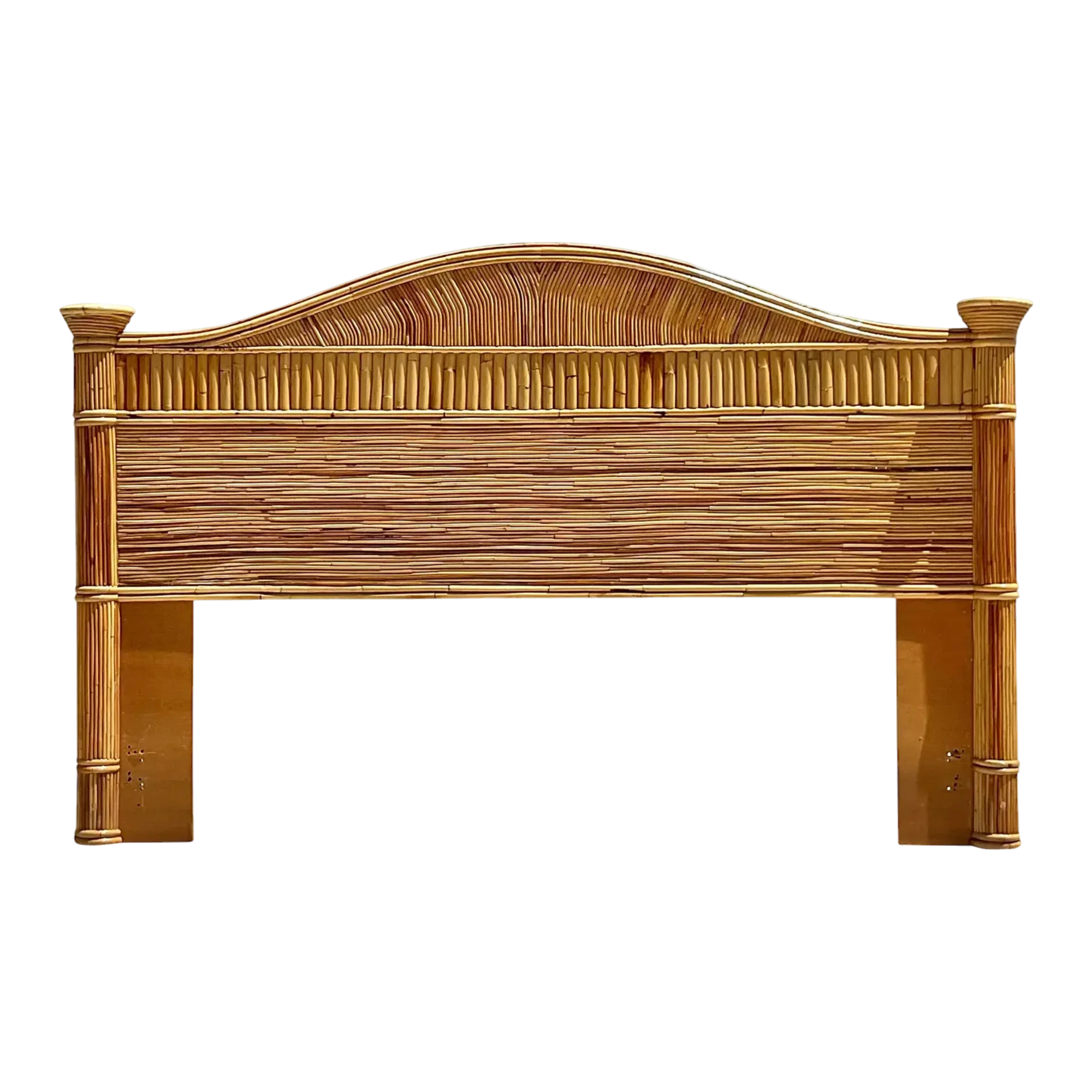 Late 20th Century Vintage Coastal Pencil Reed King Headboard