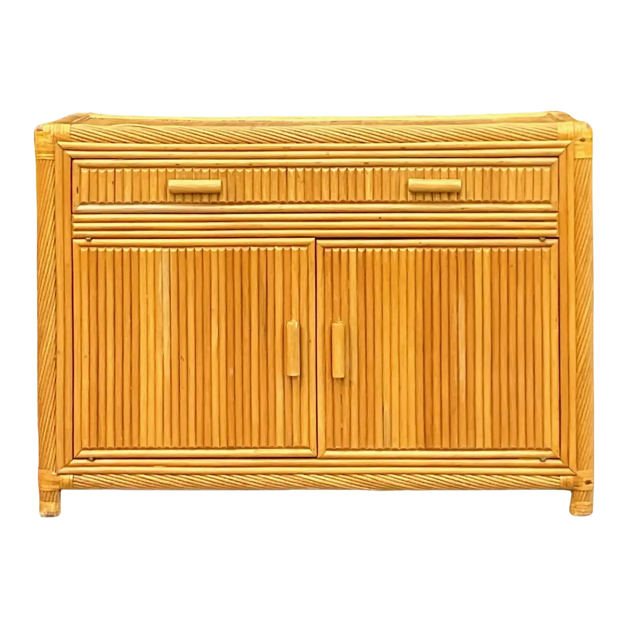 Late 20th Century Vintage Coastal Twisted Pencil Reed Credenza