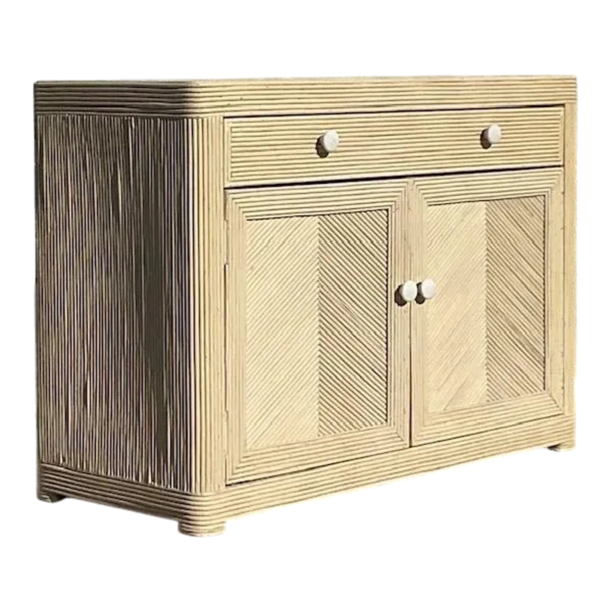 Late 20th Century Vintage Coastal Washed Pencil Reed Sideboard
