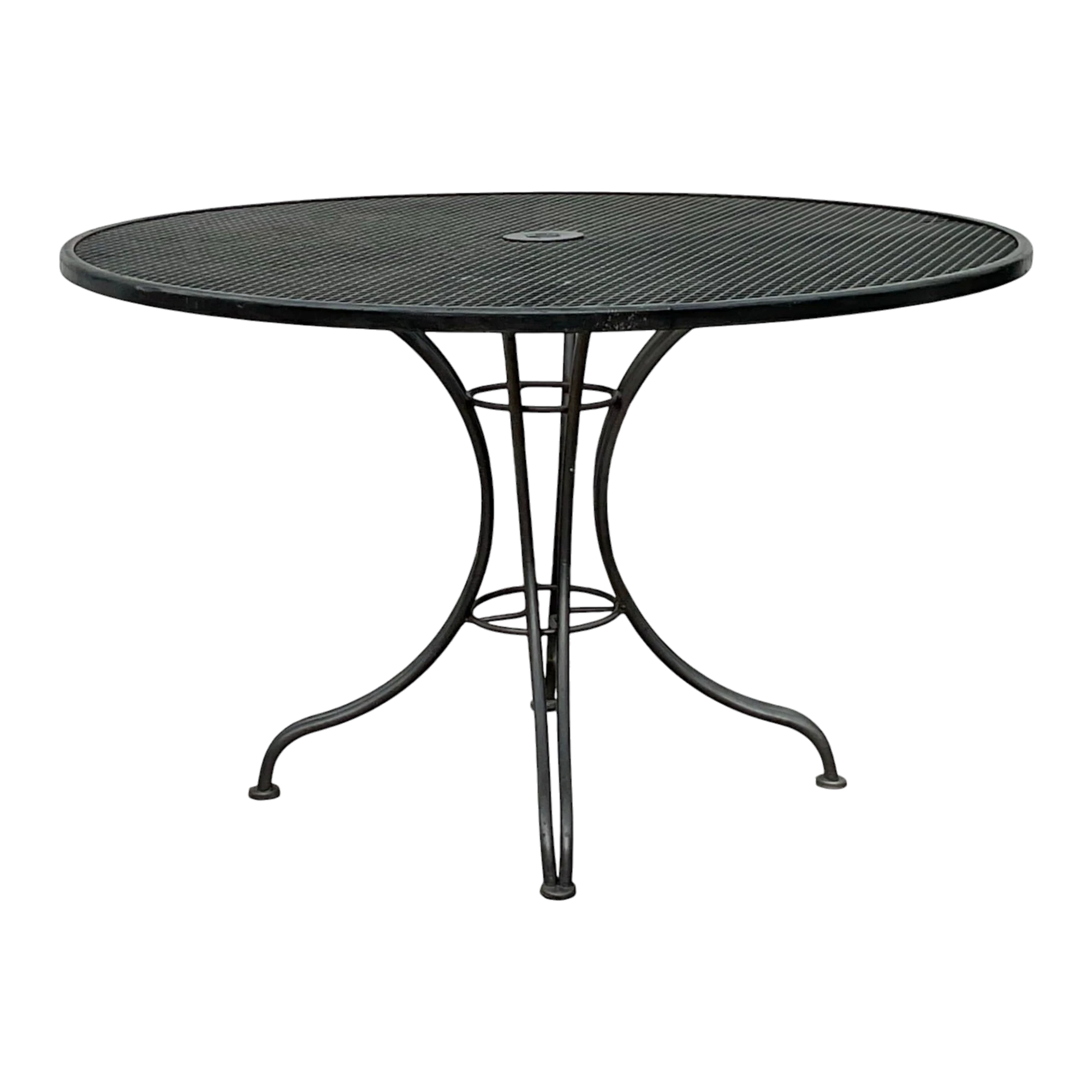 Mid 20th Century Black Wrought Iron Dining Table After Russell Woodard