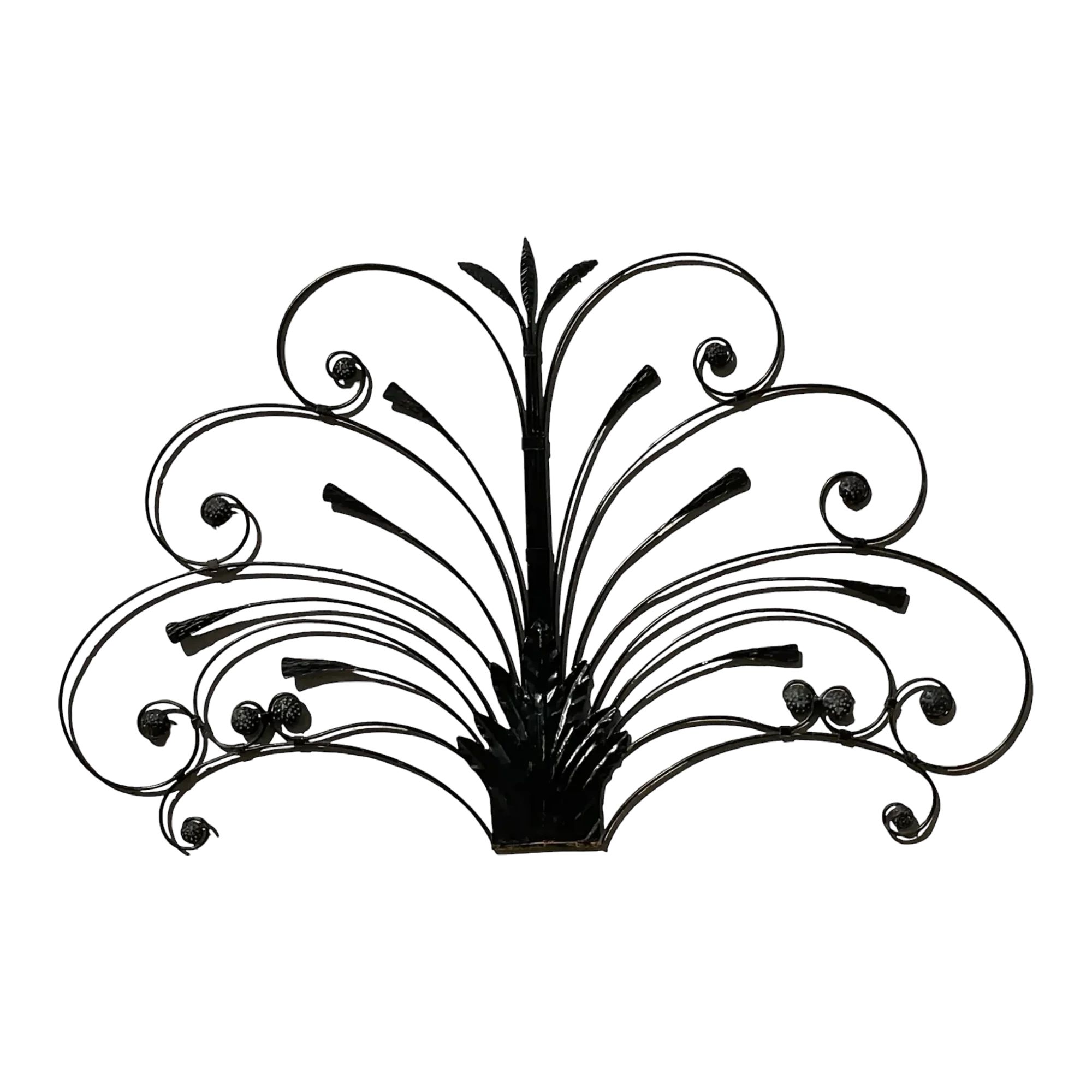 Mid 20th Century Vintage Boho Italian Wrought Iron Full Headboard — additional photo 1